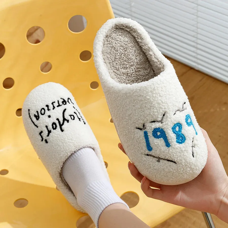 1989 Taylor's Women's Slippers Fuzzy Comfy Flat Taylor Swift Version Swifties Slides Gift for Her