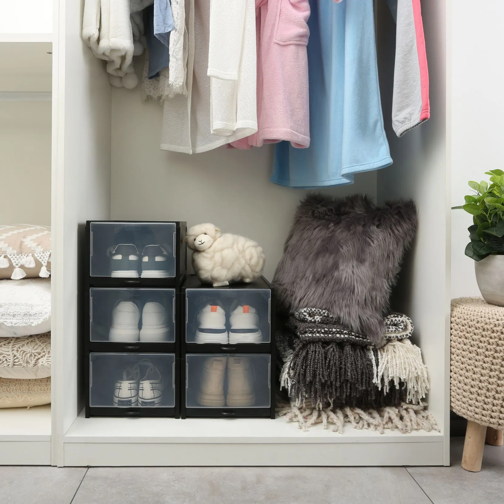 5-pc Stackable Shoe Organizer Black