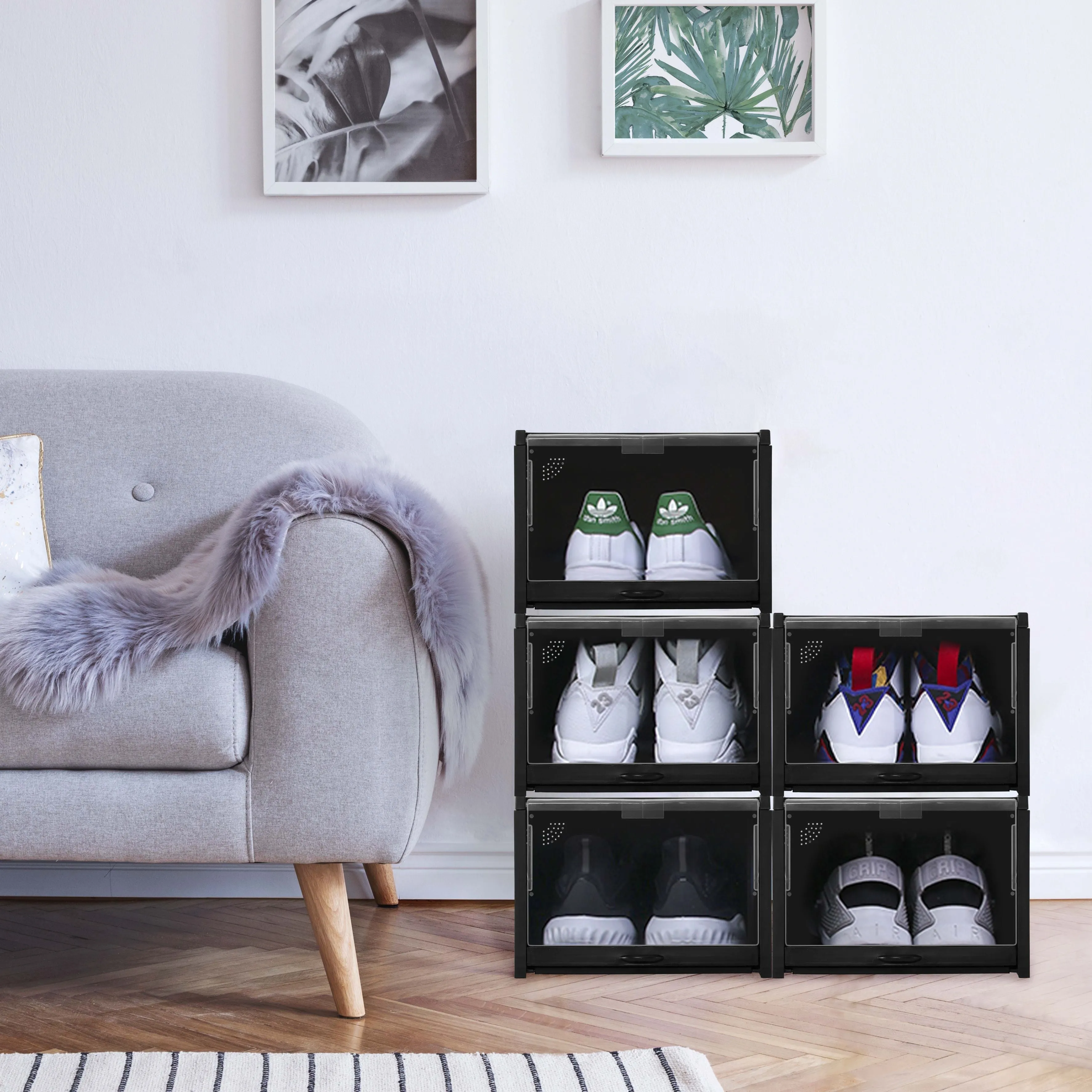 5-pc Stackable Shoe Organizer Black