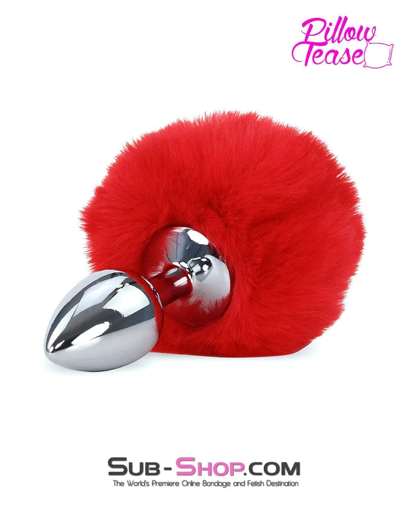 8850M      Red Tail Bunny Butt Tail Stainless Steel Anal Plug - LAST CHANCE - Final Closeout!