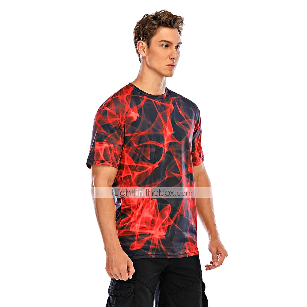 Abstract Red Graphic Men's Tee: Casual Style with Designer Flair