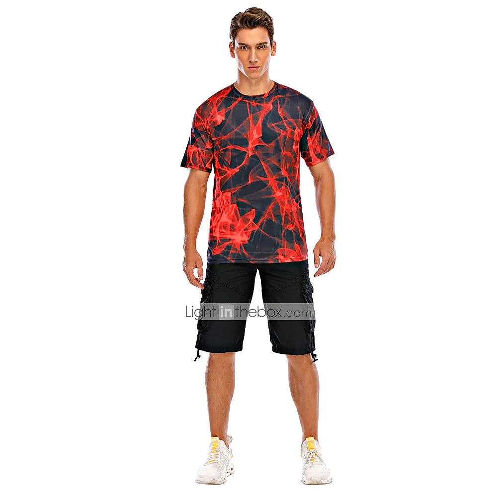 Abstract Red Graphic Men's Tee: Casual Style with Designer Flair