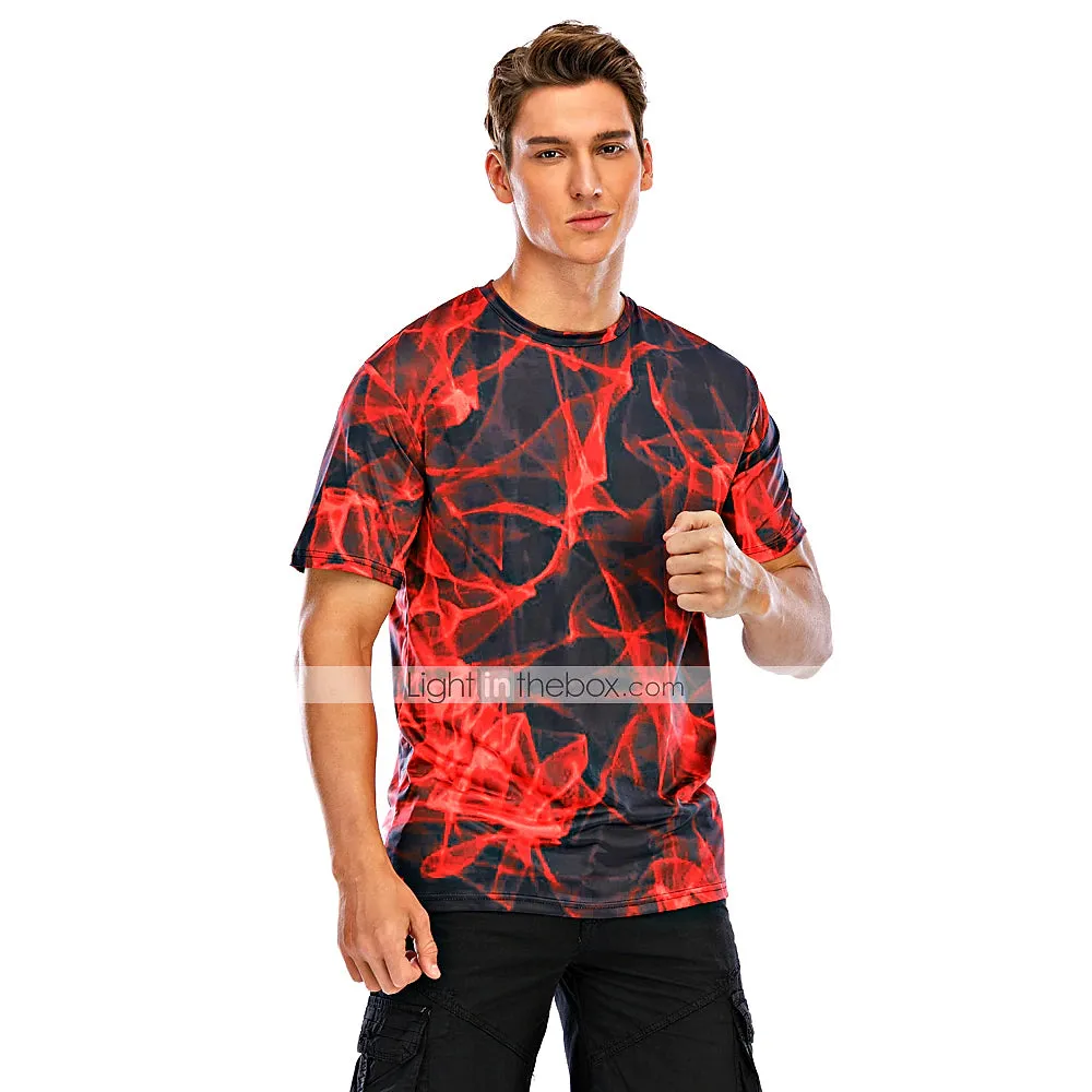 Abstract Red Graphic Men's Tee: Casual Style with Designer Flair