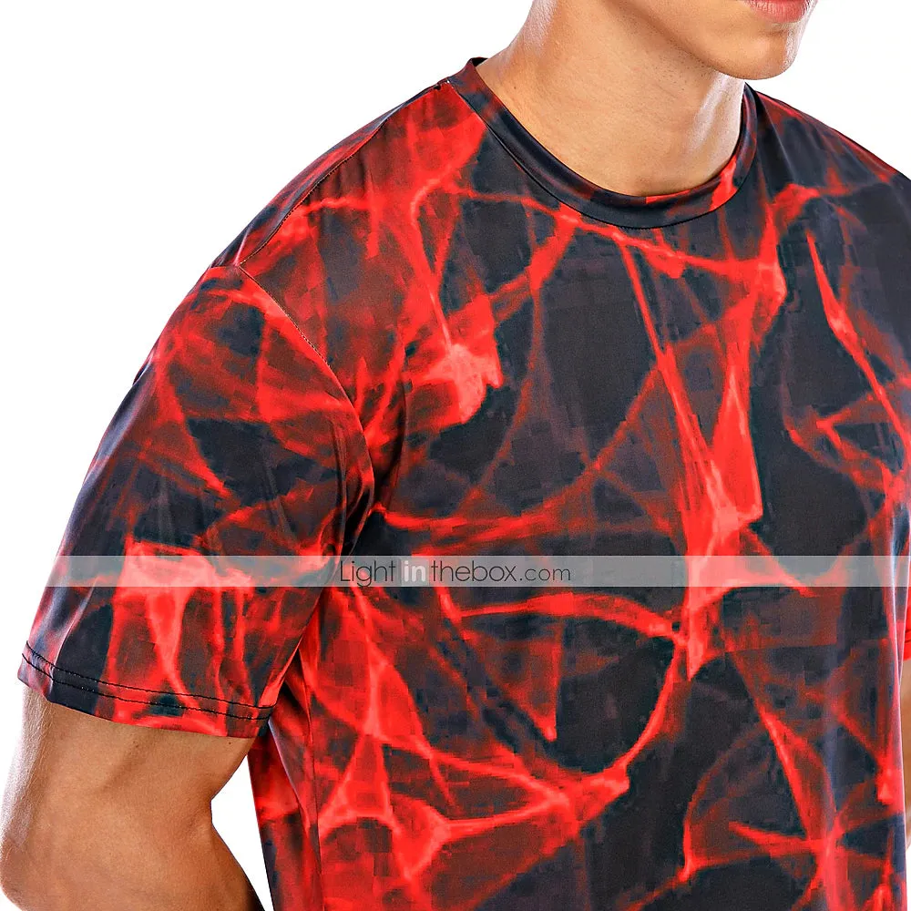 Abstract Red Graphic Men's Tee: Casual Style with Designer Flair