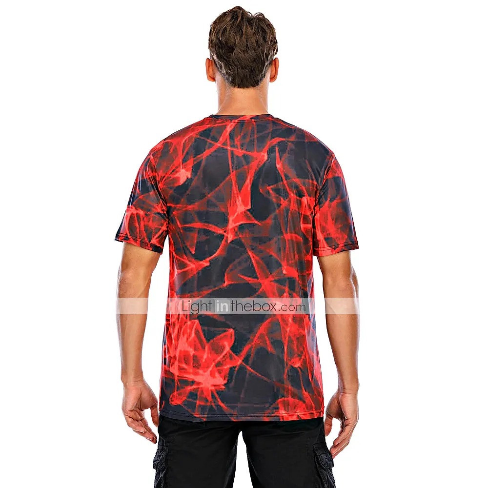 Abstract Red Graphic Men's Tee: Casual Style with Designer Flair