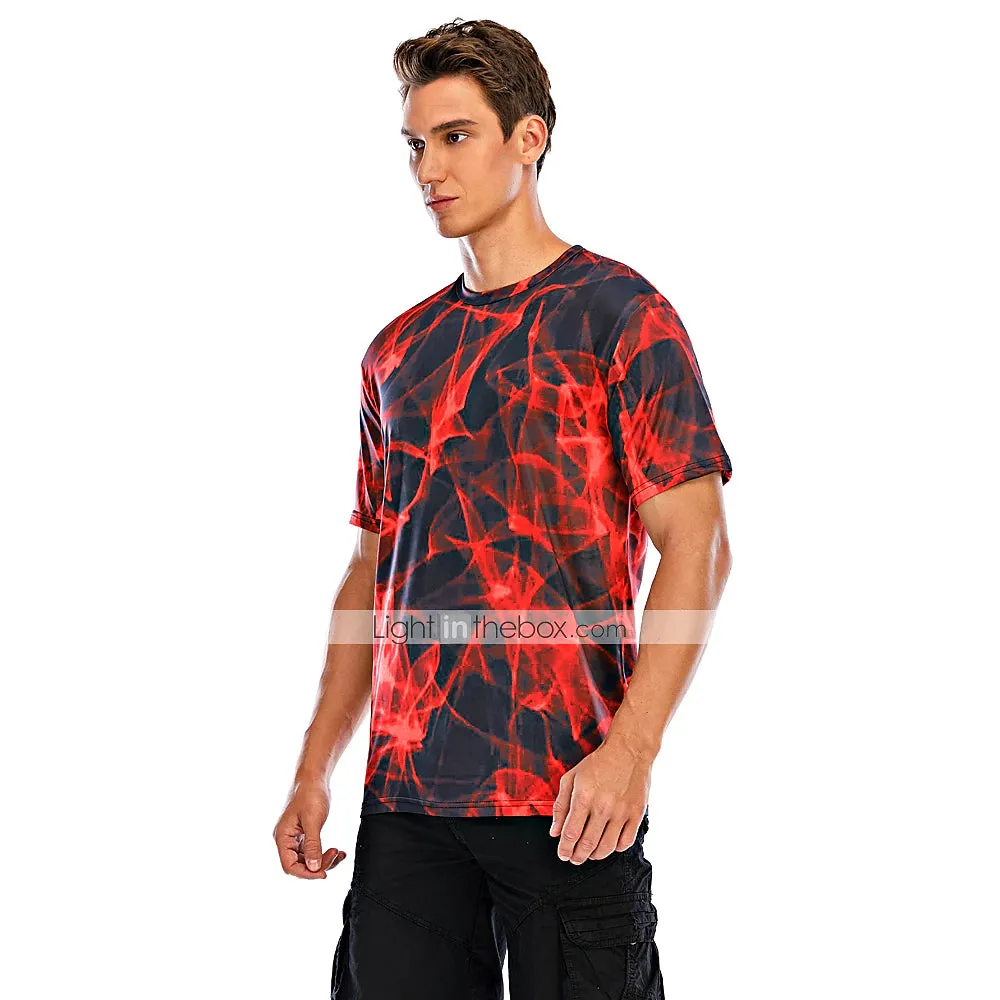 Abstract Red Graphic Men's Tee: Casual Style with Designer Flair