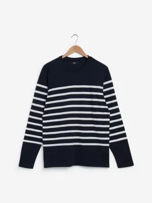 Ascot Navy Relaxed Fit Striped T-Shirt