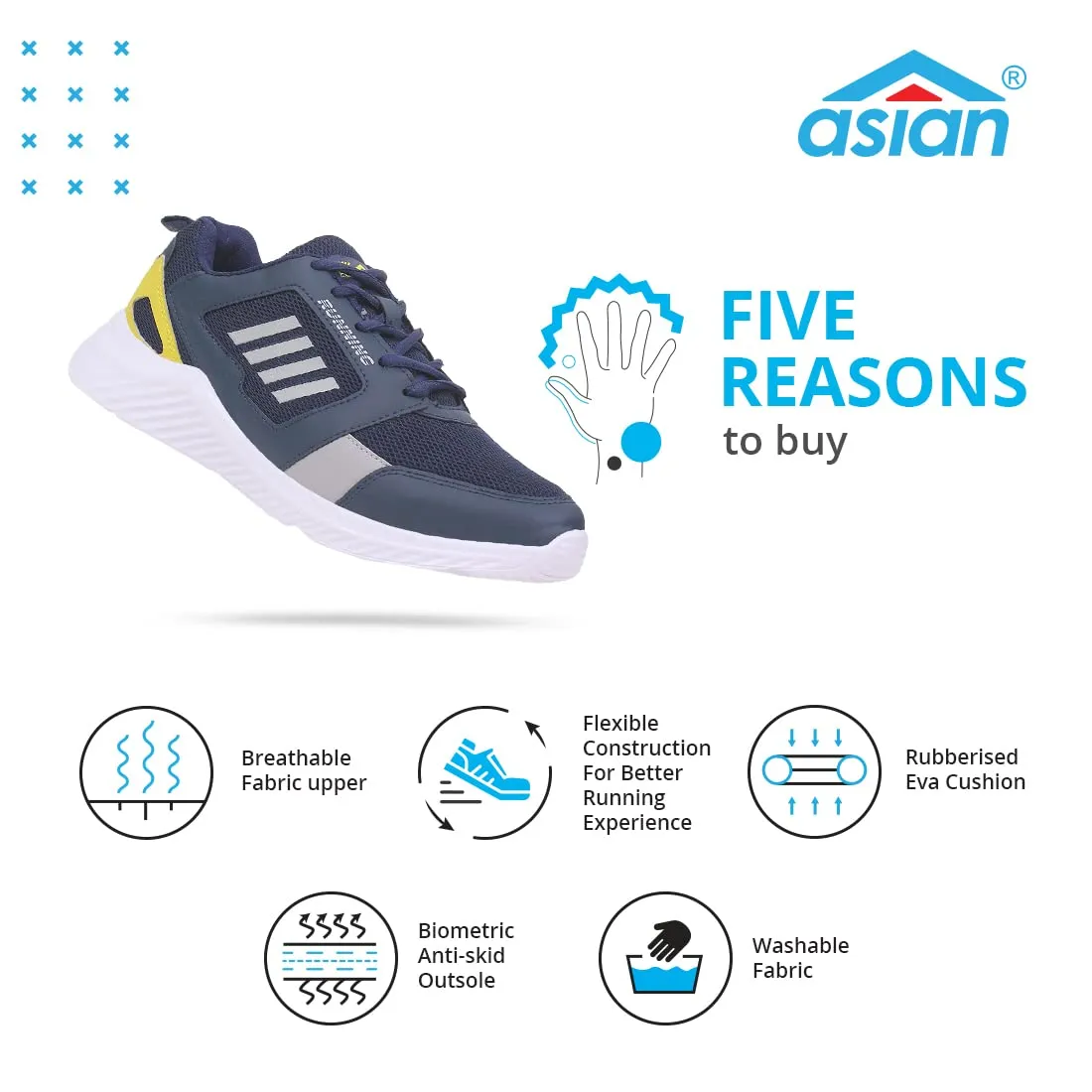 ASIAN Wonder-13 Pro Running, Walking, Gym Lightweight Eva Sole with Extra Jump Sneaker Shoes for Men & Boys 9 UK