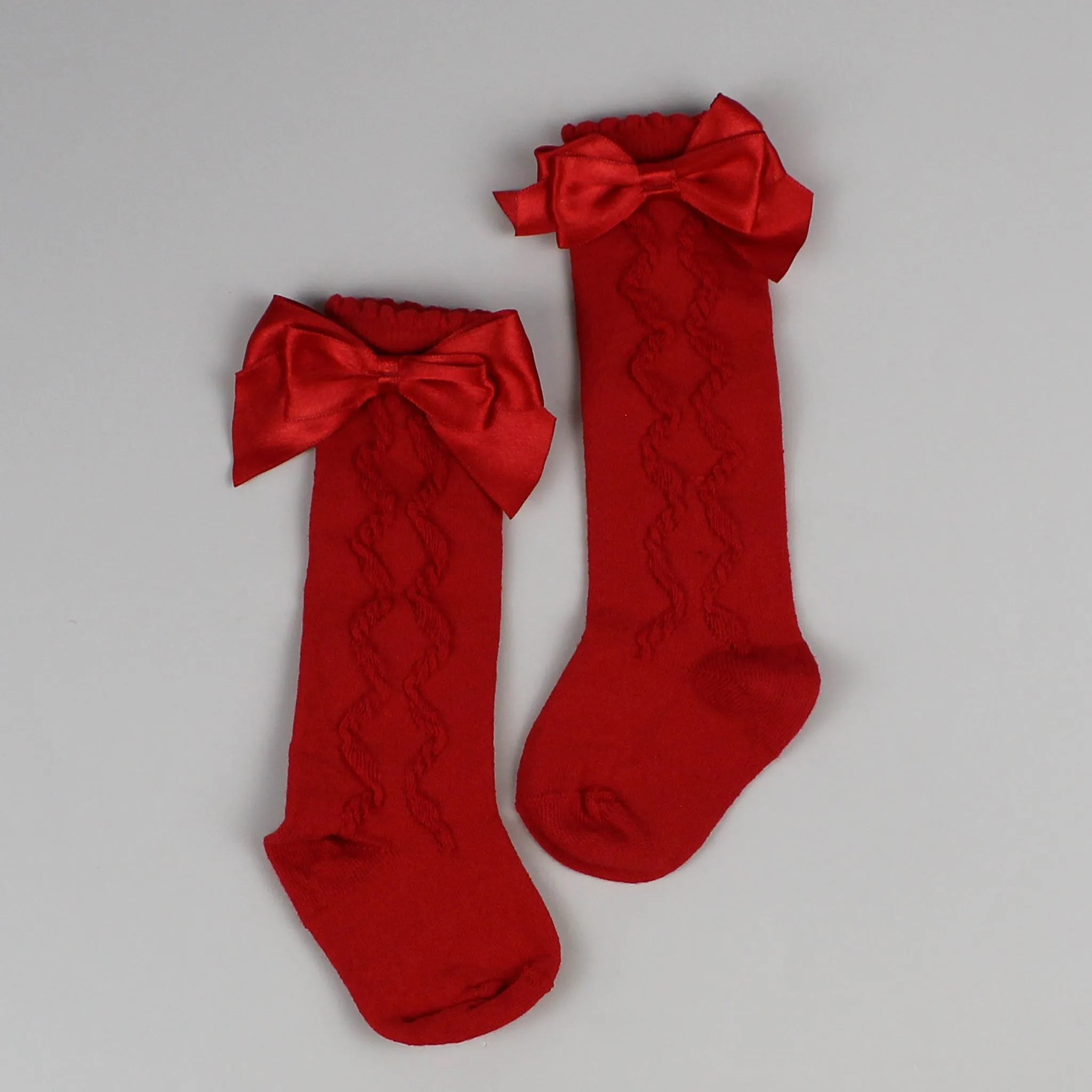 Baby Girl Bow Knee Socks - Red - Pex Grazia