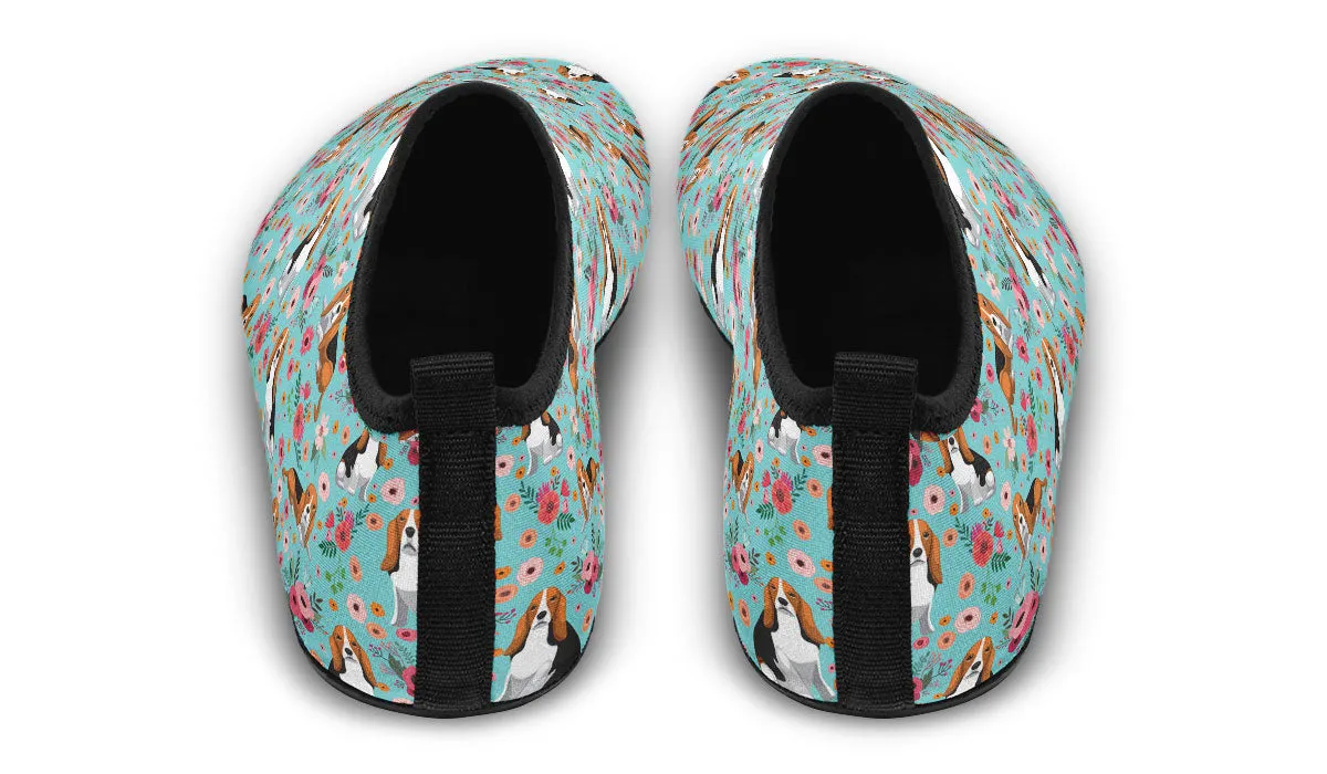 Basset Hound Flower Aqua Barefoot Shoes