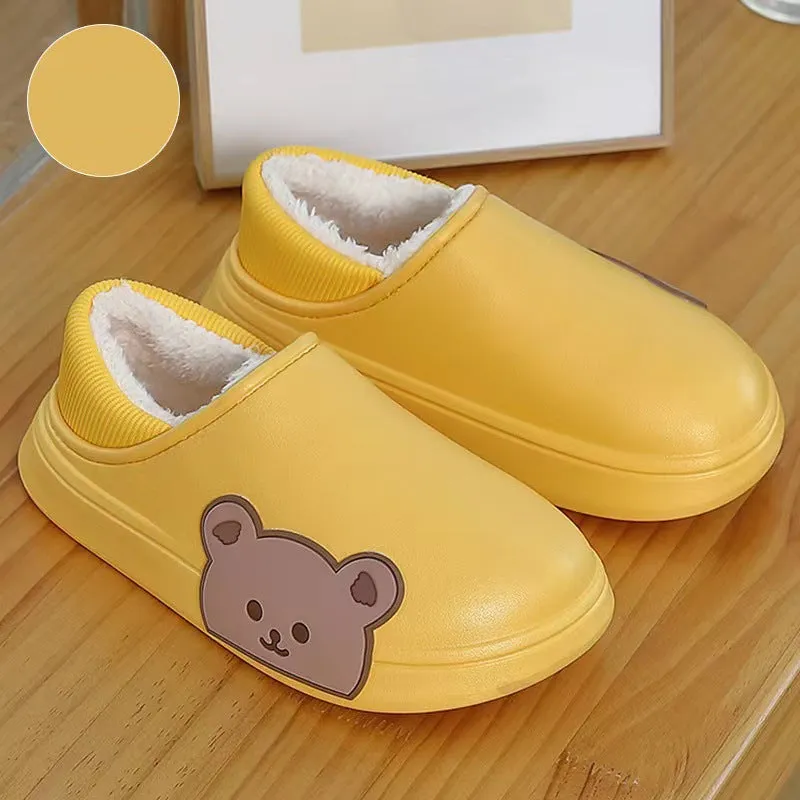Bear Fluffy Slippers Winter House Shoes For Women