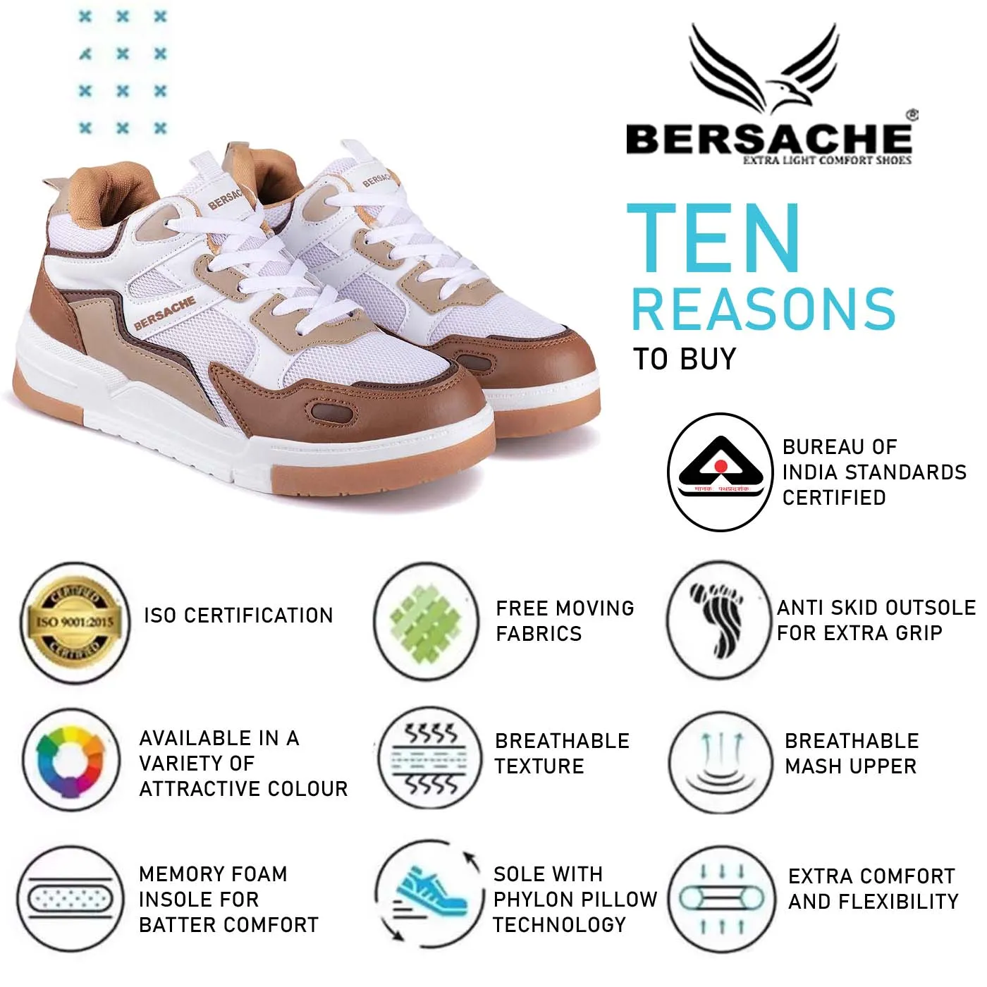 Bersache Premium Sports ,Gym, Trending Stylish Running Shoes For Men (9172-Brown)