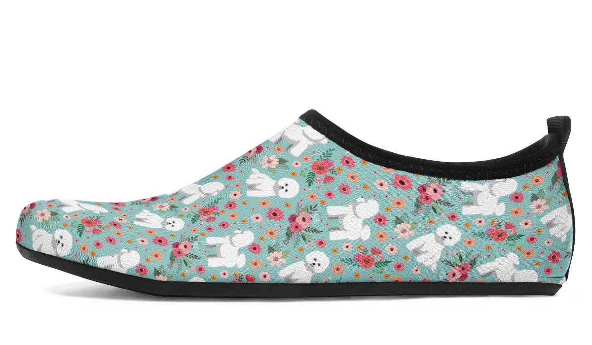 Bichon Frise Flower Aqua Barefoot Shoes