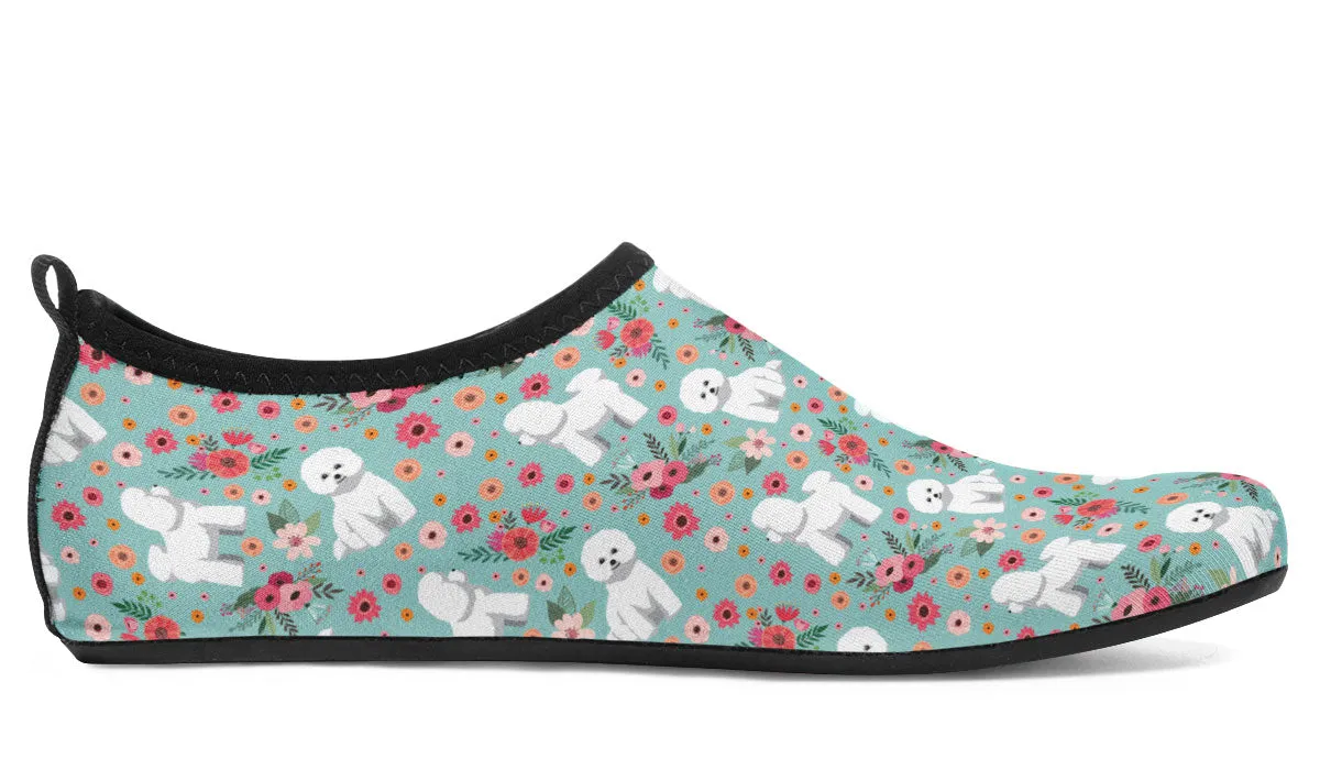 Bichon Frise Flower Aqua Barefoot Shoes