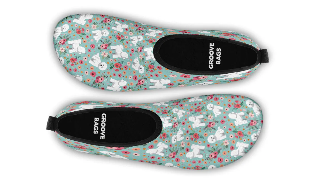 Bichon Frise Flower Aqua Barefoot Shoes