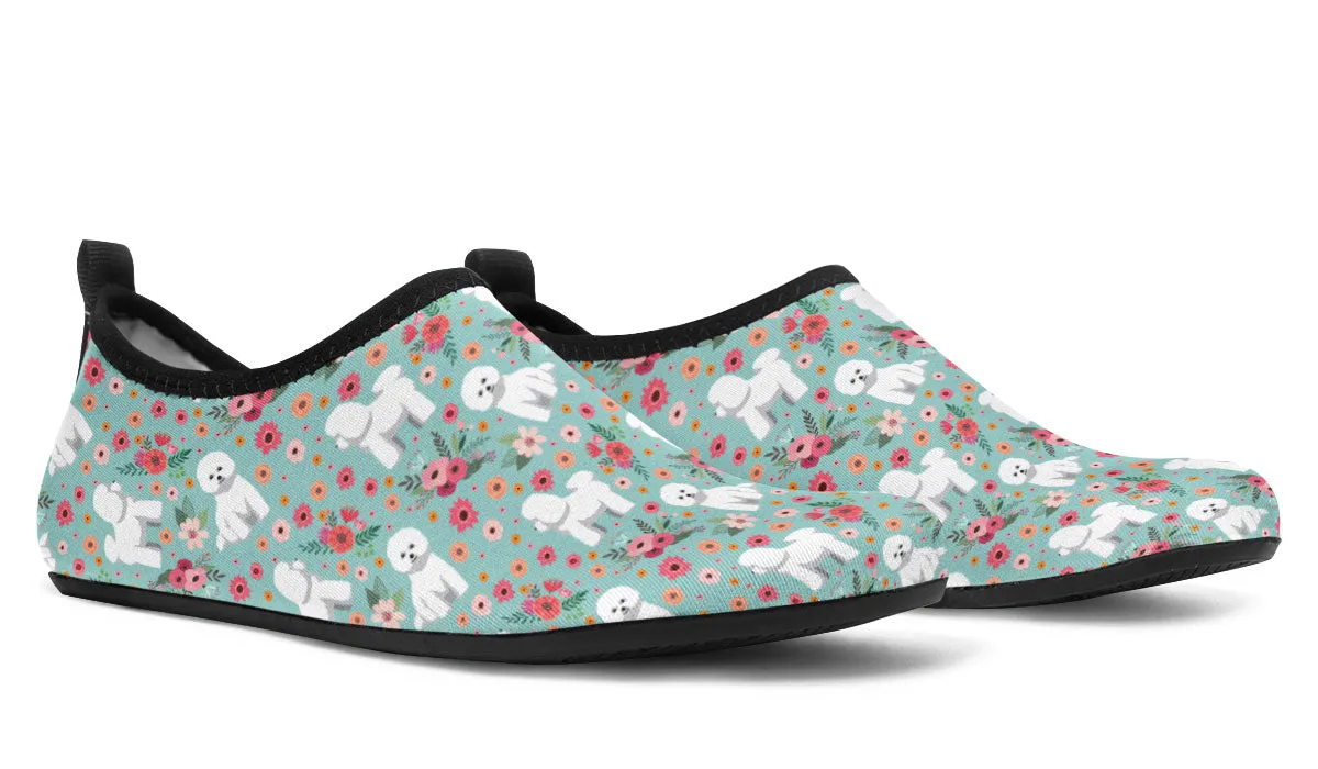 Bichon Frise Flower Aqua Barefoot Shoes