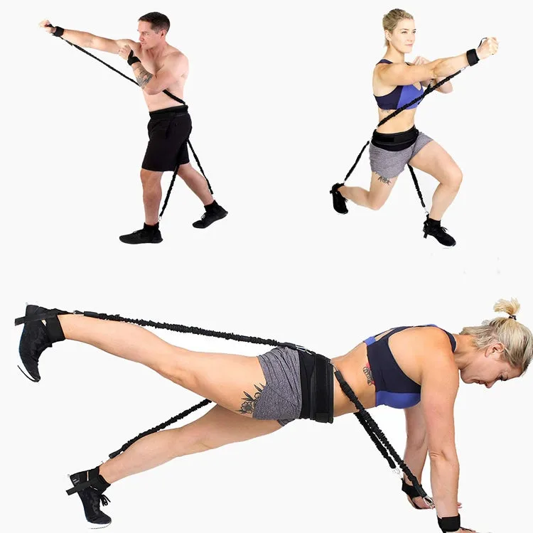Bounce Trainer Fitness Resistance Band Boxing Suit Latex Tube Tension Rope Leg Waist Trainer, Weight: 140 Pounds(Red)
