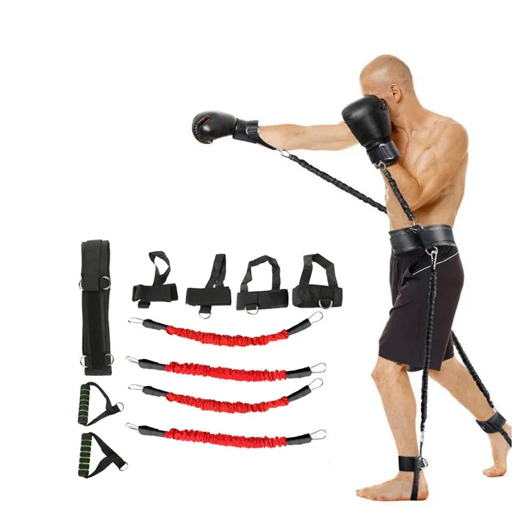 Bounce Trainer Fitness Resistance Band Boxing Suit Latex Tube Tension Rope Leg Waist Trainer, Weight: 140 Pounds(Red)