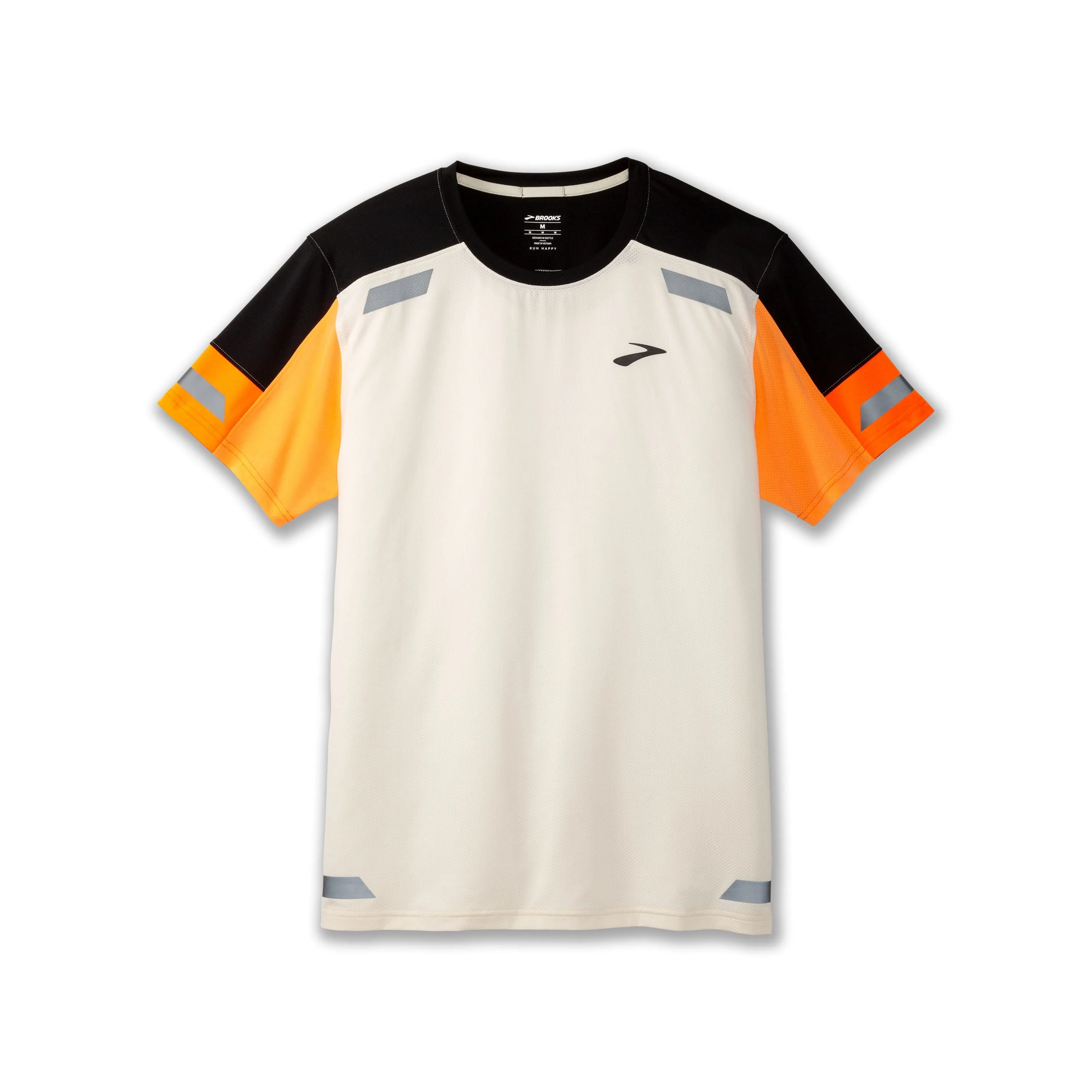 Brooks | Run Visible Short Sleeve 2.0 | Men's | Ecru/Fluoro Flash/Black