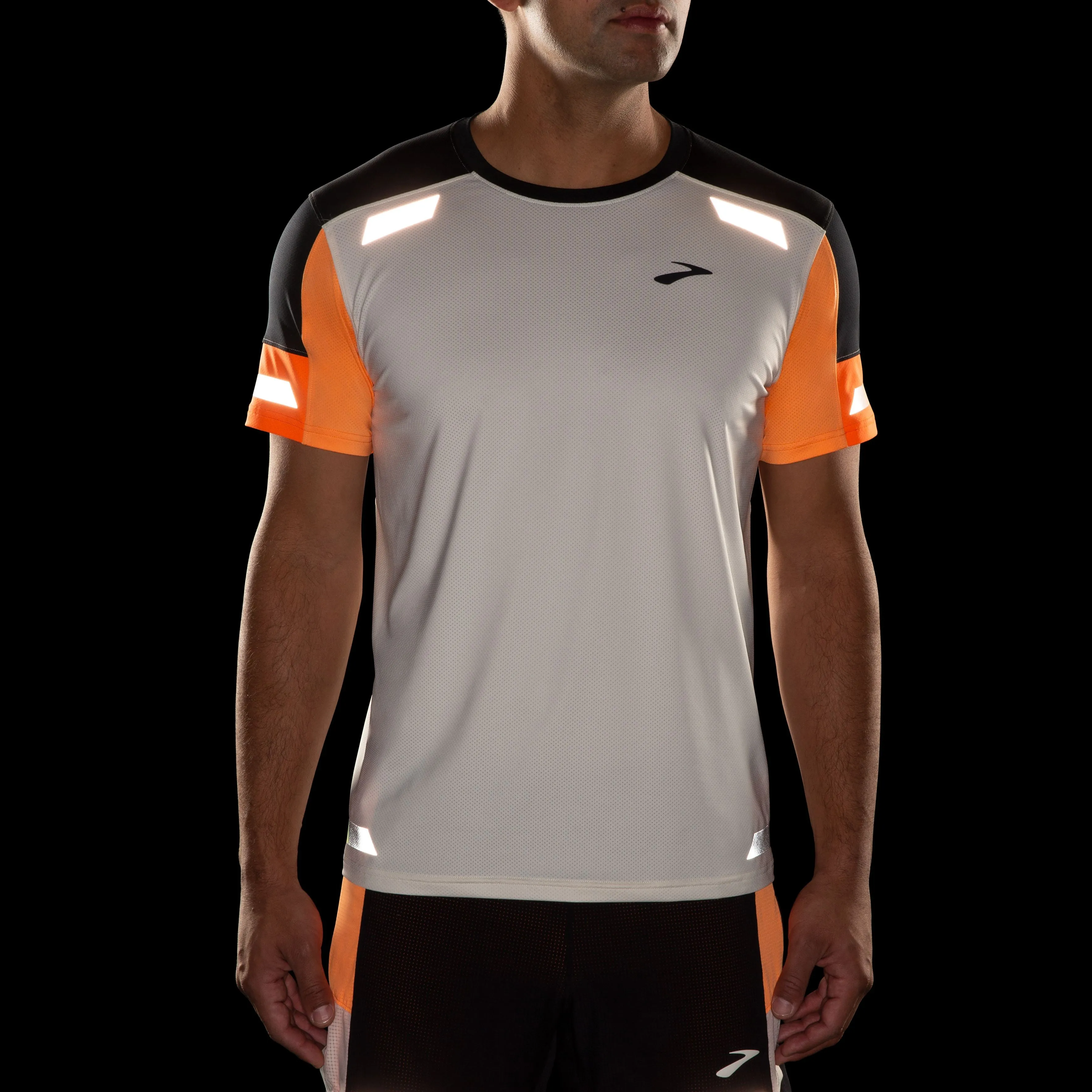 Brooks | Run Visible Short Sleeve 2.0 | Men's | Ecru/Fluoro Flash/Black