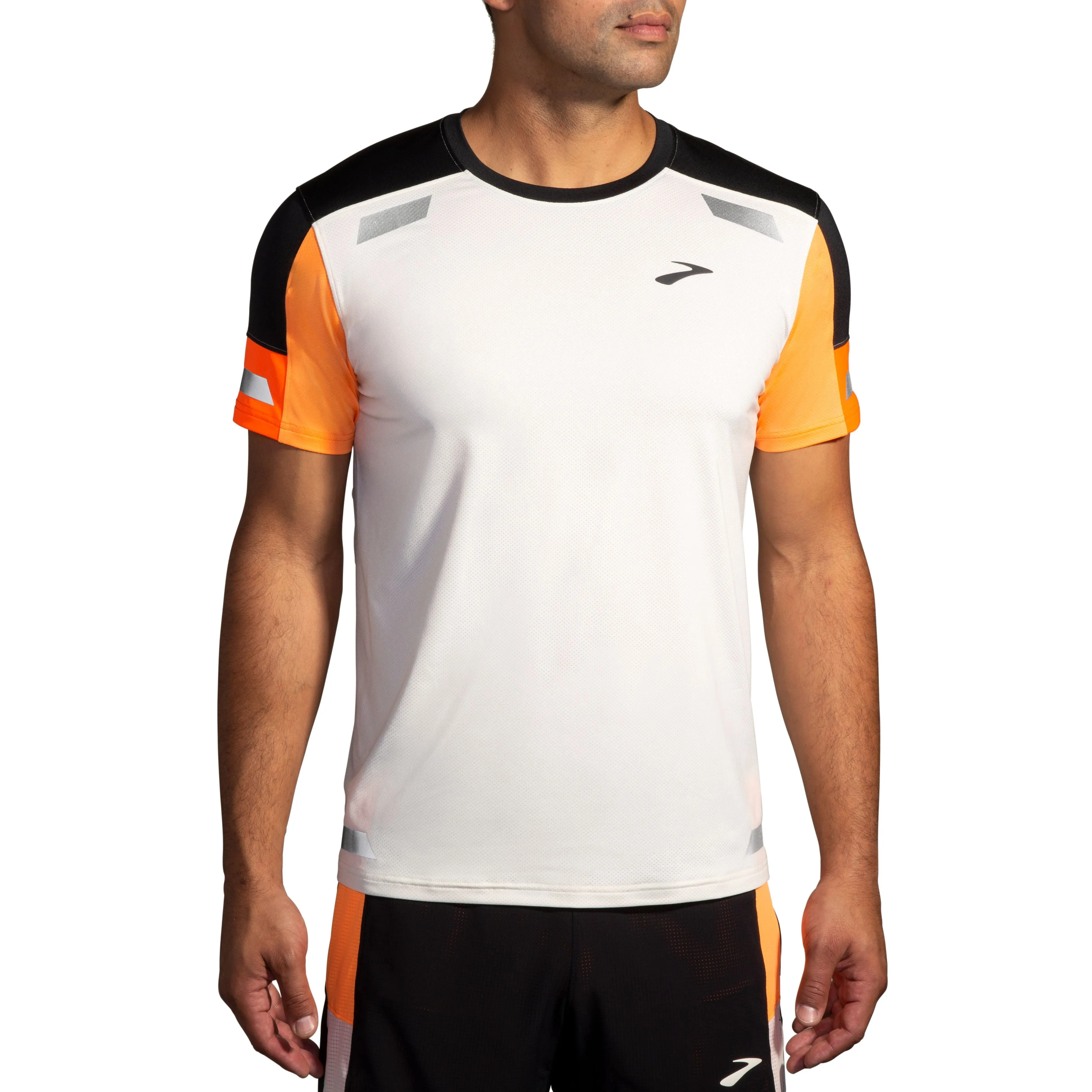 Brooks | Run Visible Short Sleeve 2.0 | Men's | Ecru/Fluoro Flash/Black