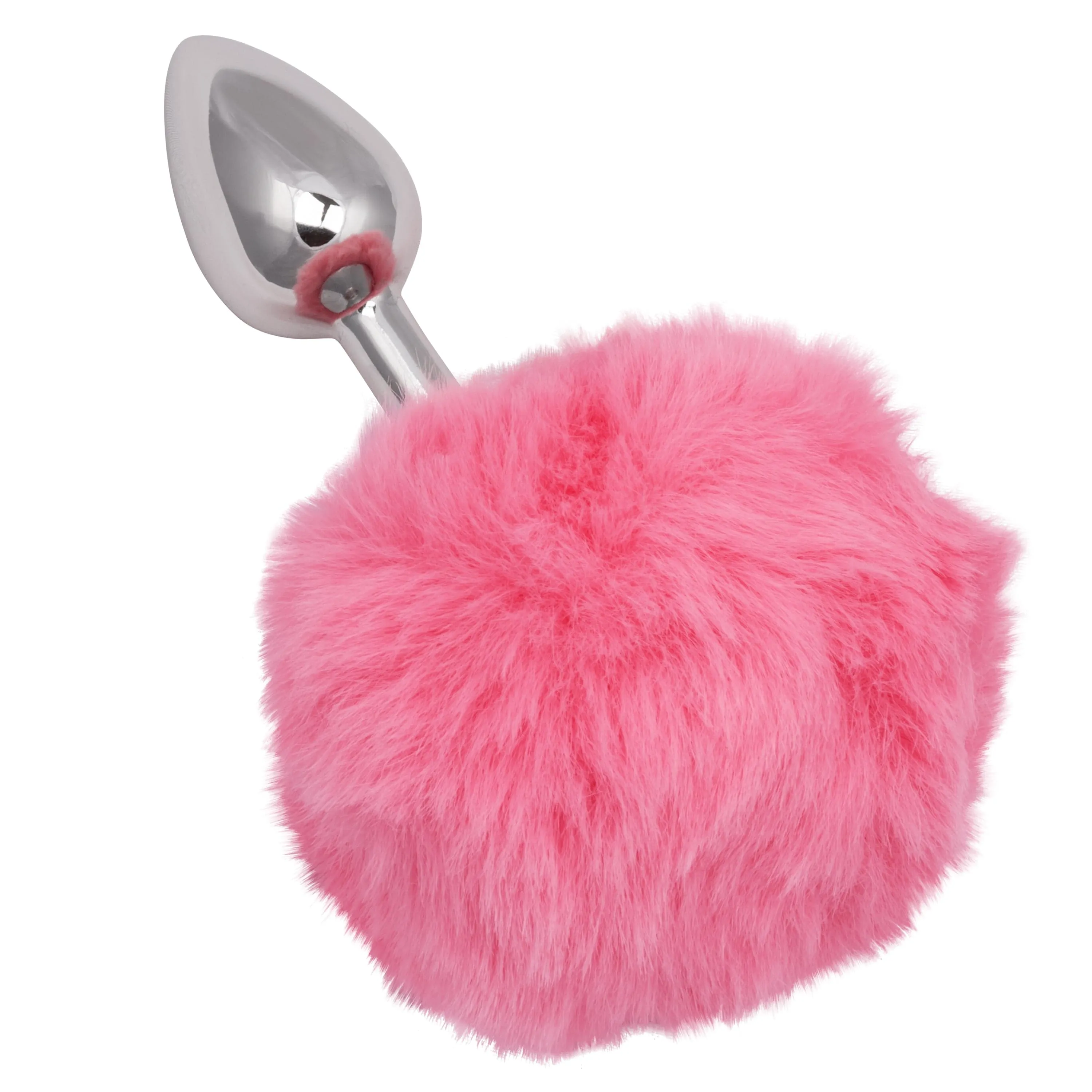 California Exotics - Running Wild White Bunny Tail Metal Anal Plug