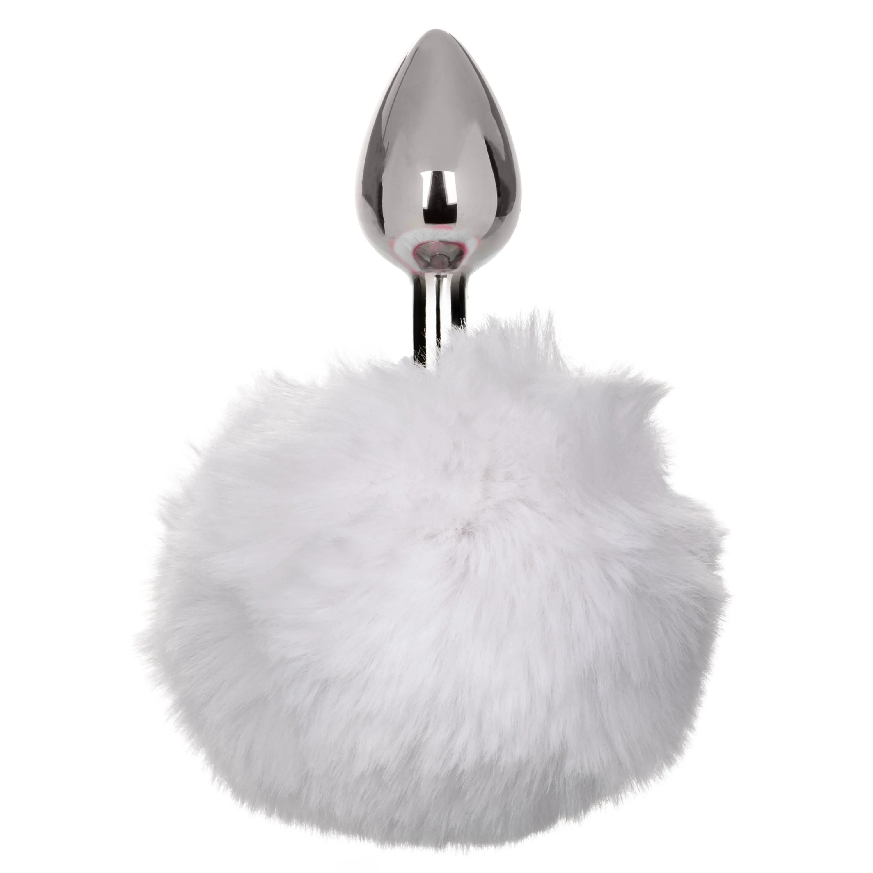 California Exotics - Running Wild White Bunny Tail Metal Anal Plug