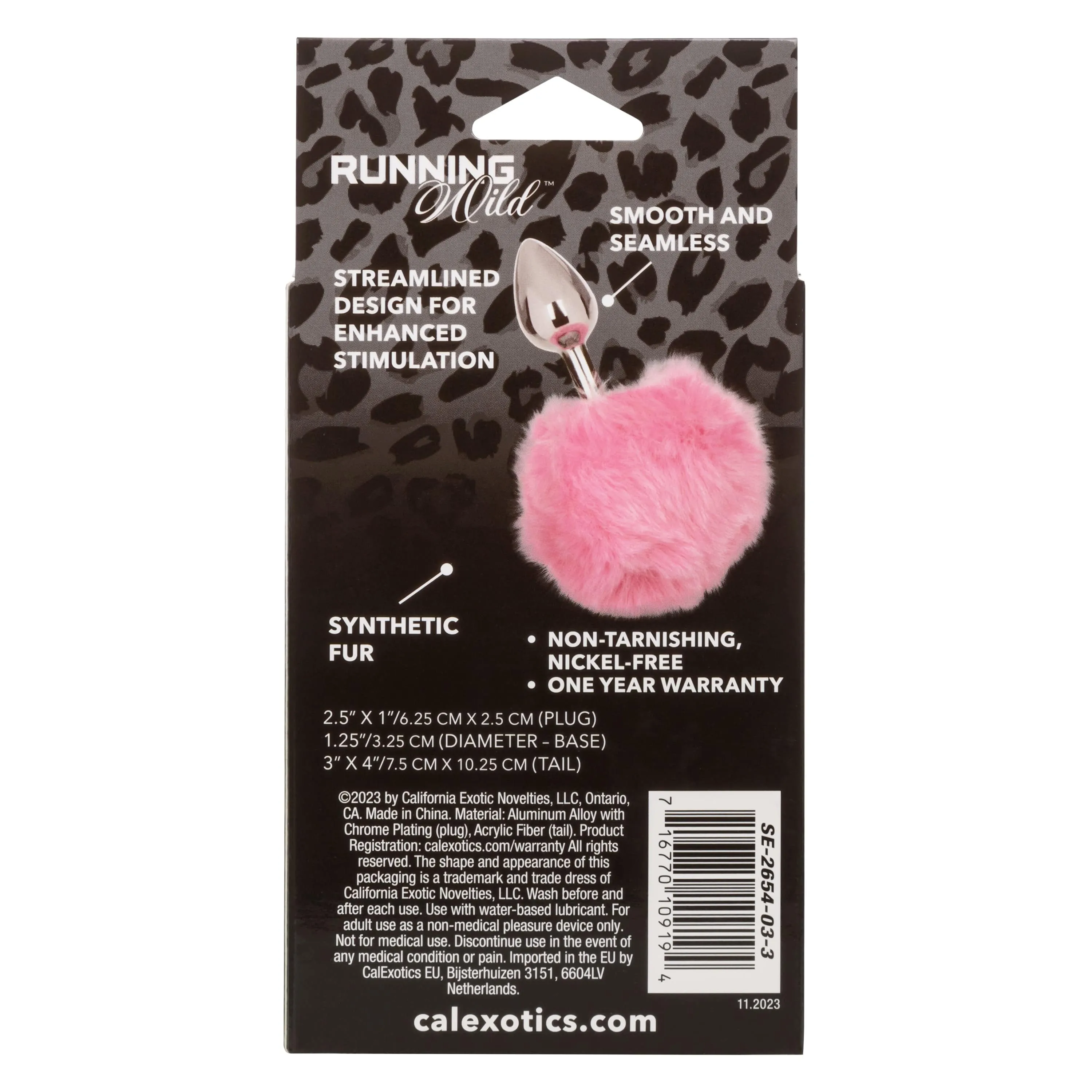 California Exotics - Running Wild White Bunny Tail Metal Anal Plug