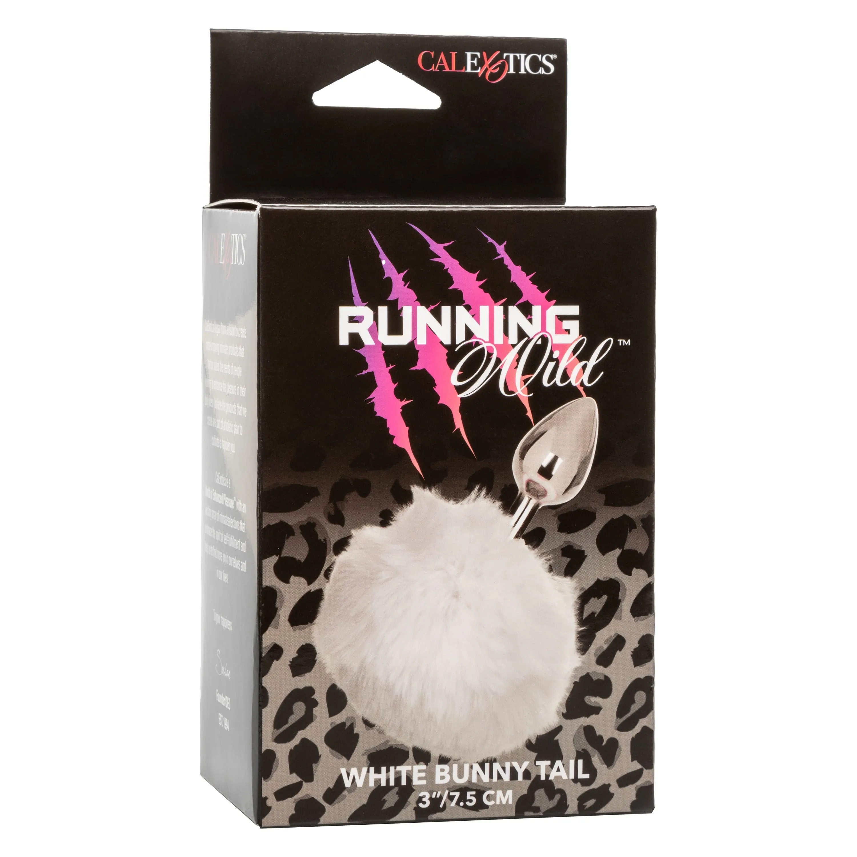 California Exotics - Running Wild White Bunny Tail Metal Anal Plug