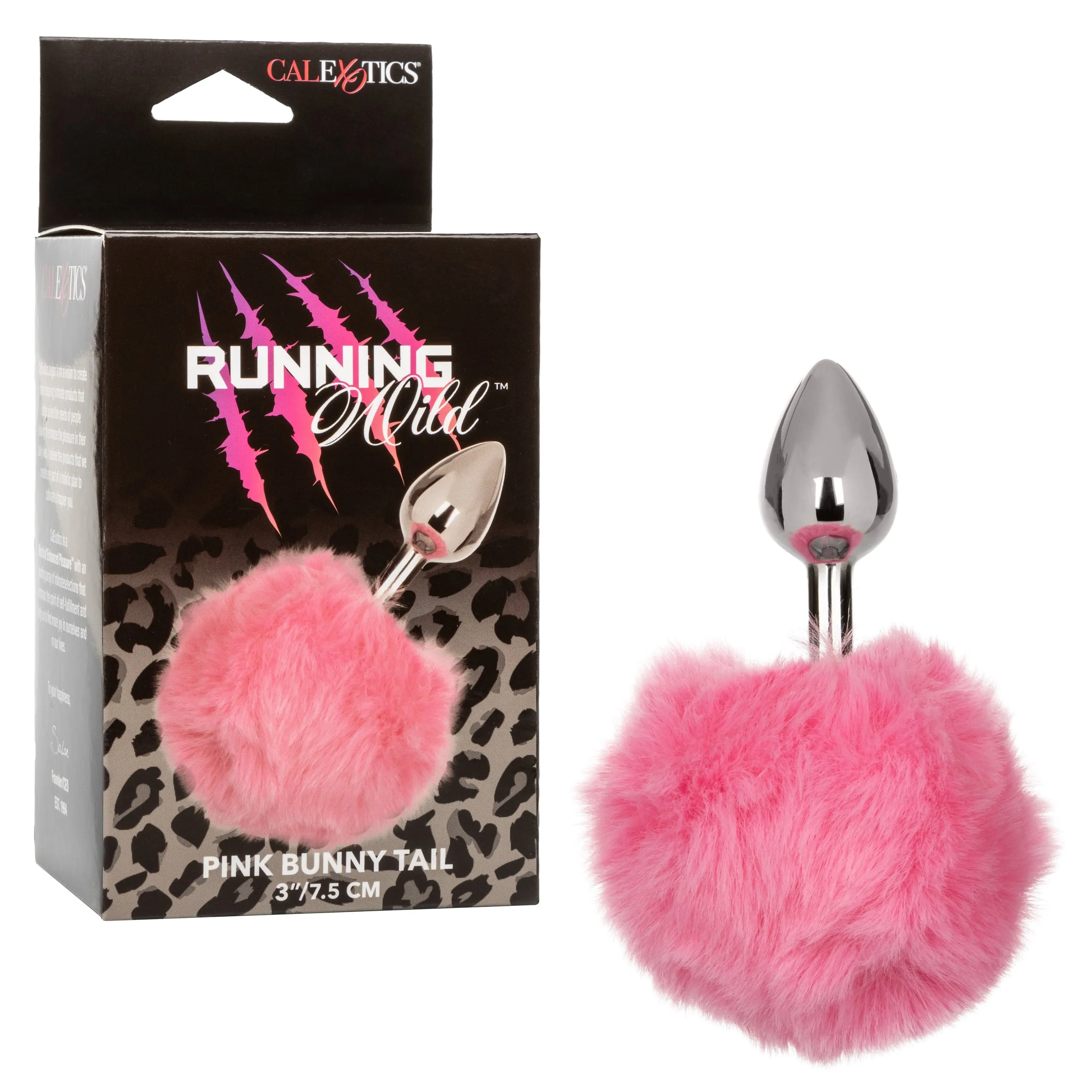 California Exotics - Running Wild White Bunny Tail Metal Anal Plug