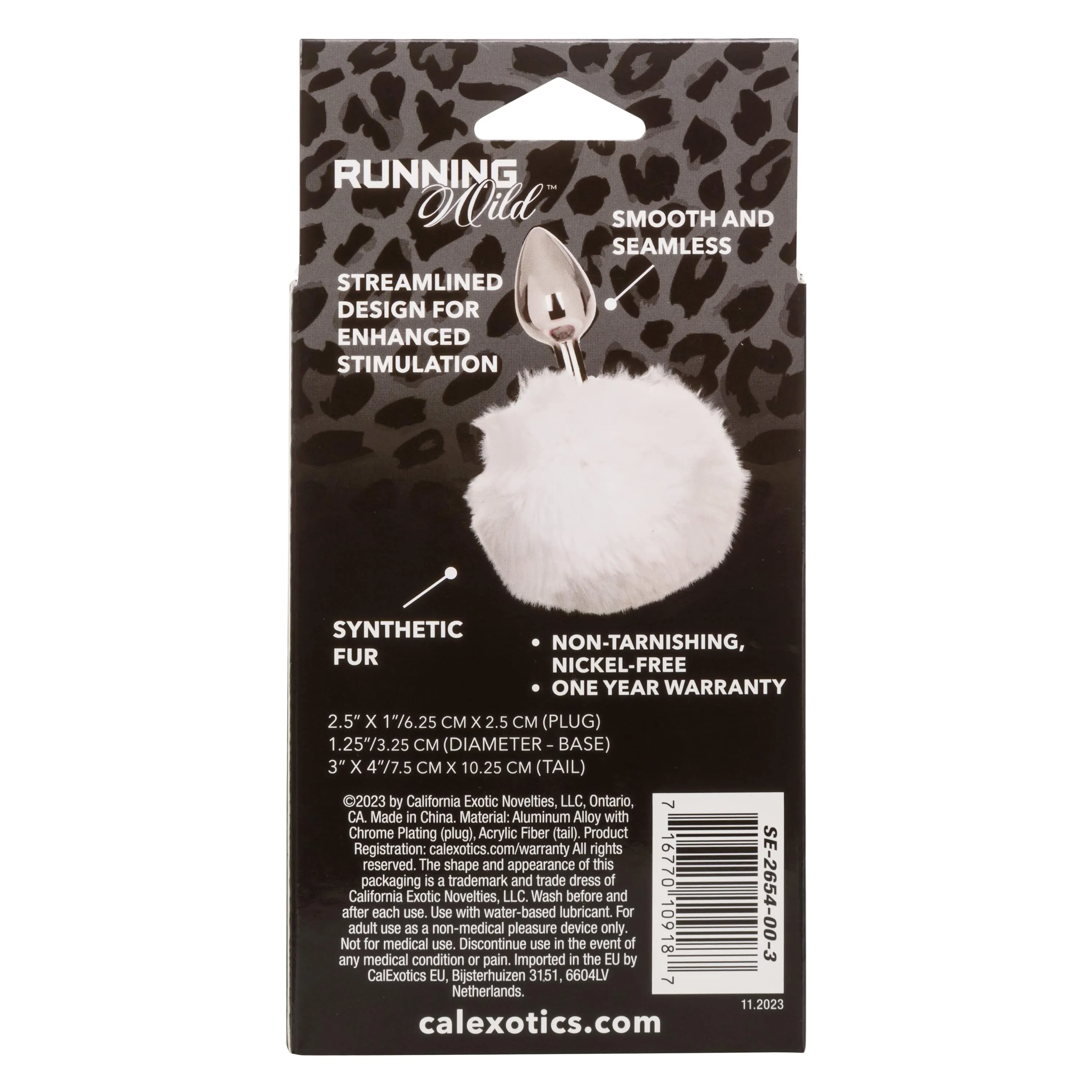 California Exotics - Running Wild White Bunny Tail Metal Anal Plug