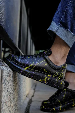 CH254 Men's Unisex Black-Yellow-Purple Casual Sneaker Sports Shoes