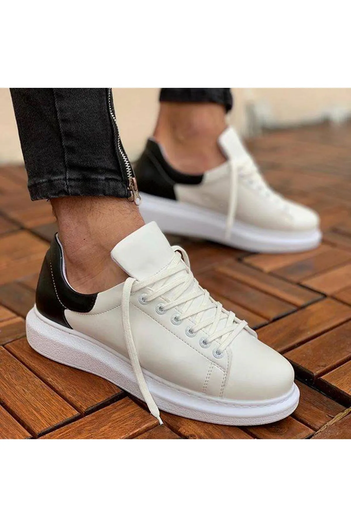 CH256 Men's Unisex White-Black Casual Sneaker Sports Shoes