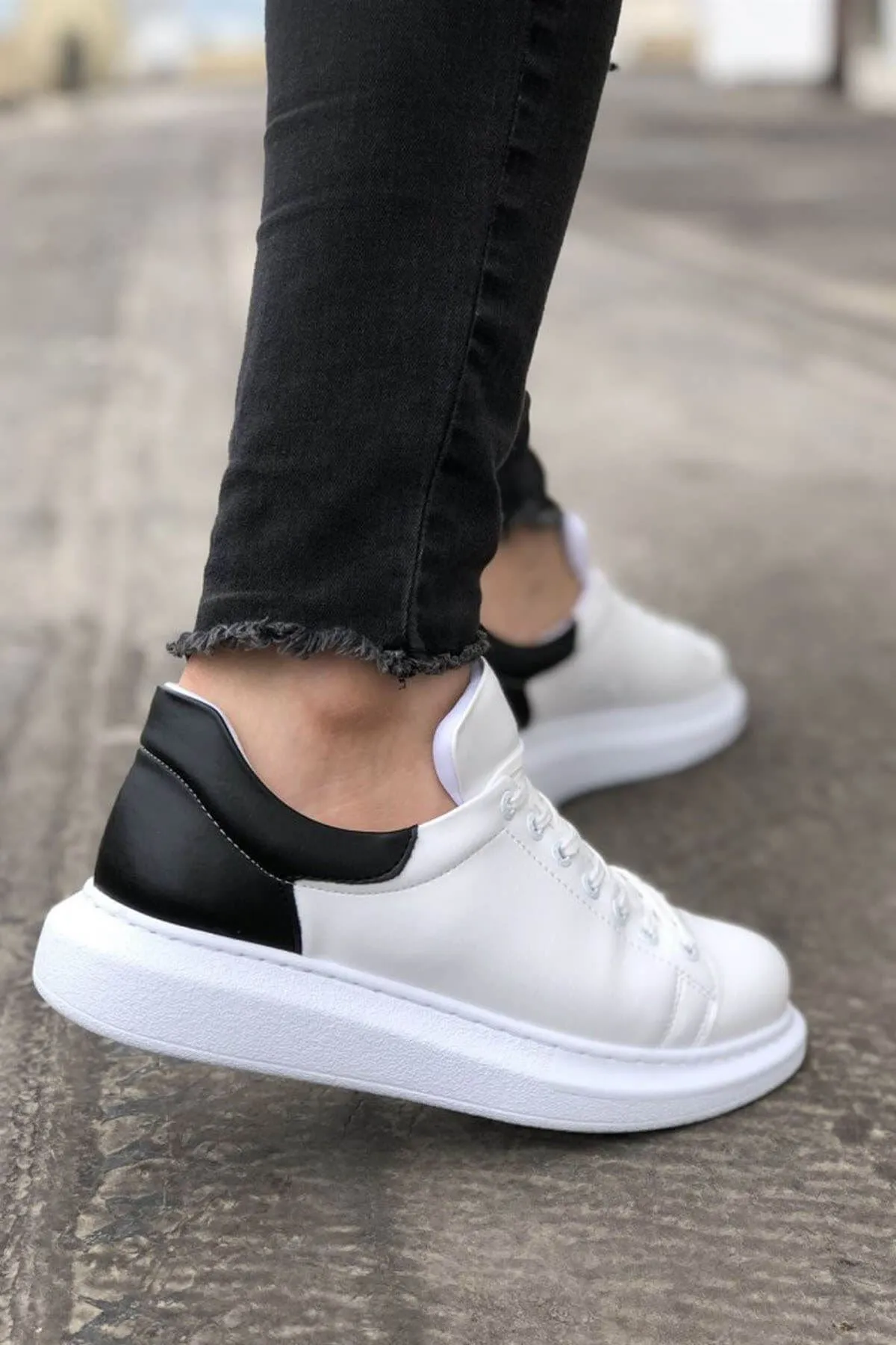 CH256 Men's Unisex White-Black Casual Sneaker Sports Shoes