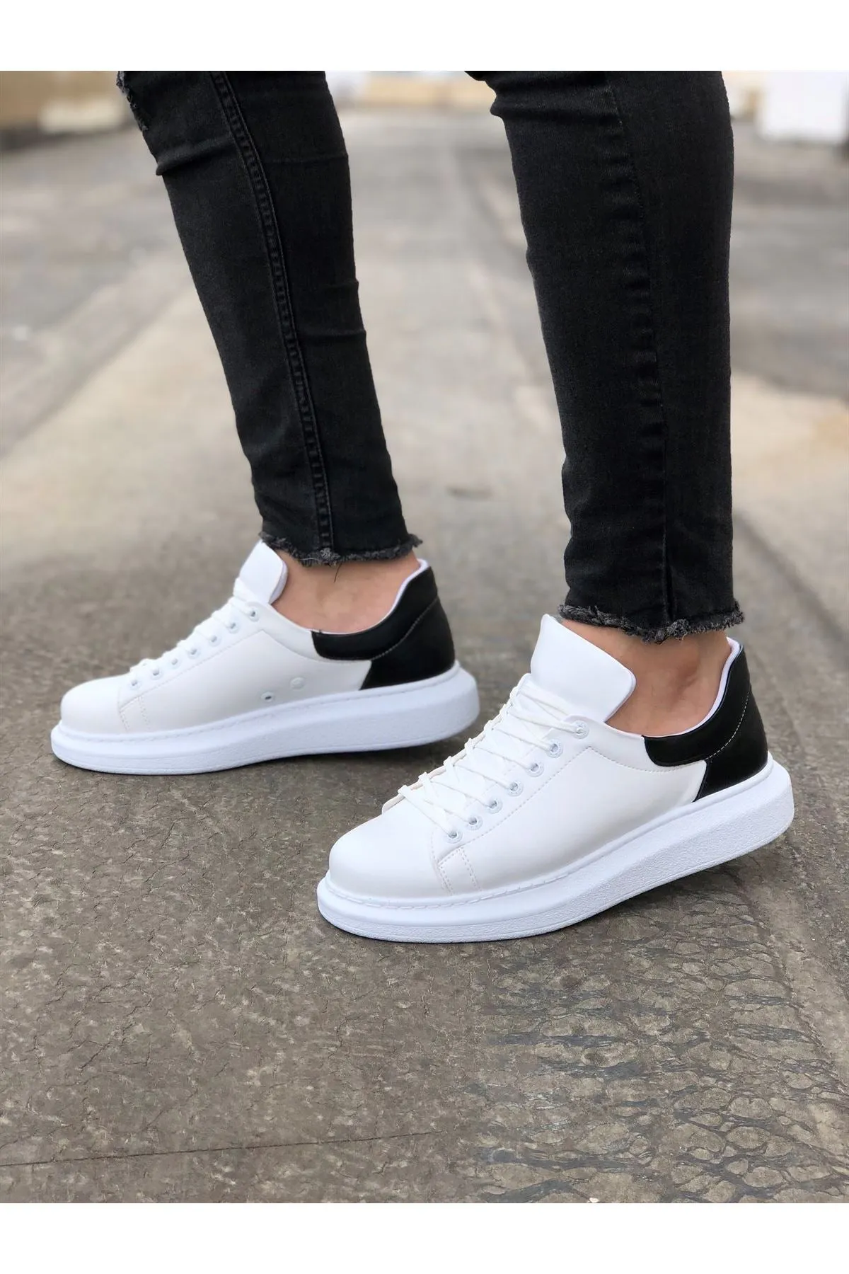 CH256 Men's Unisex White-Black Casual Sneaker Sports Shoes