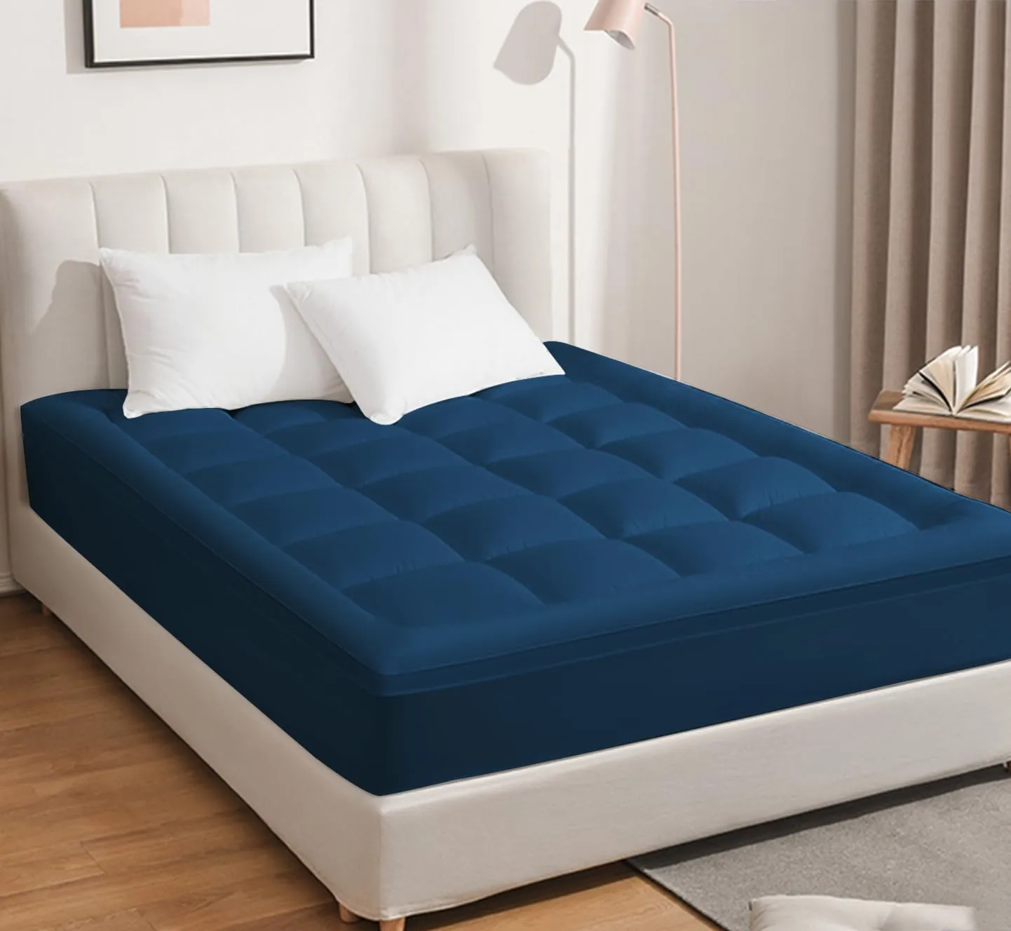 Cloth Fusion 600 GSM Mattress Topper Single Size Bed, Perfect Mattress Pad for Better Sleep (72x48 inches or 6x4 ft, Navy)