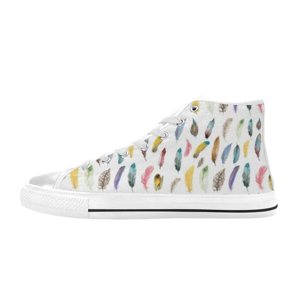 Colourful Feathers High Top Canvas Women's Shoes