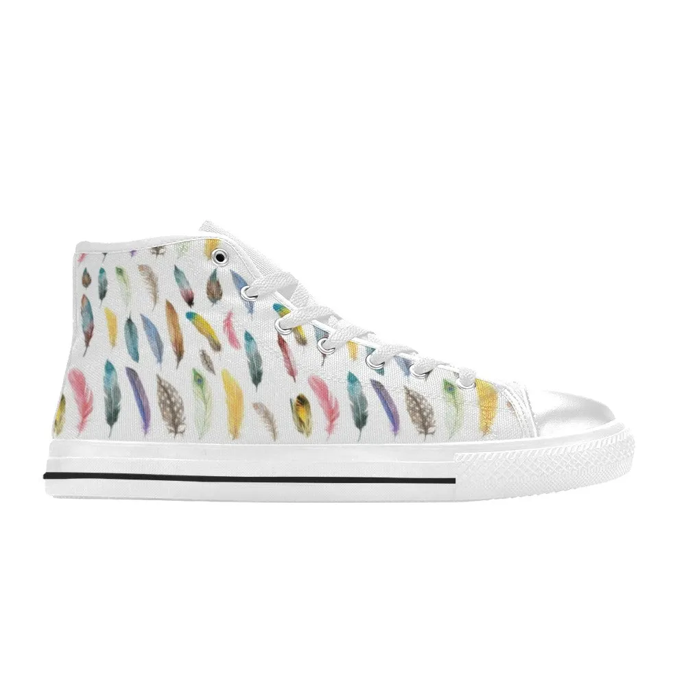 Colourful Feathers High Top Canvas Women's Shoes