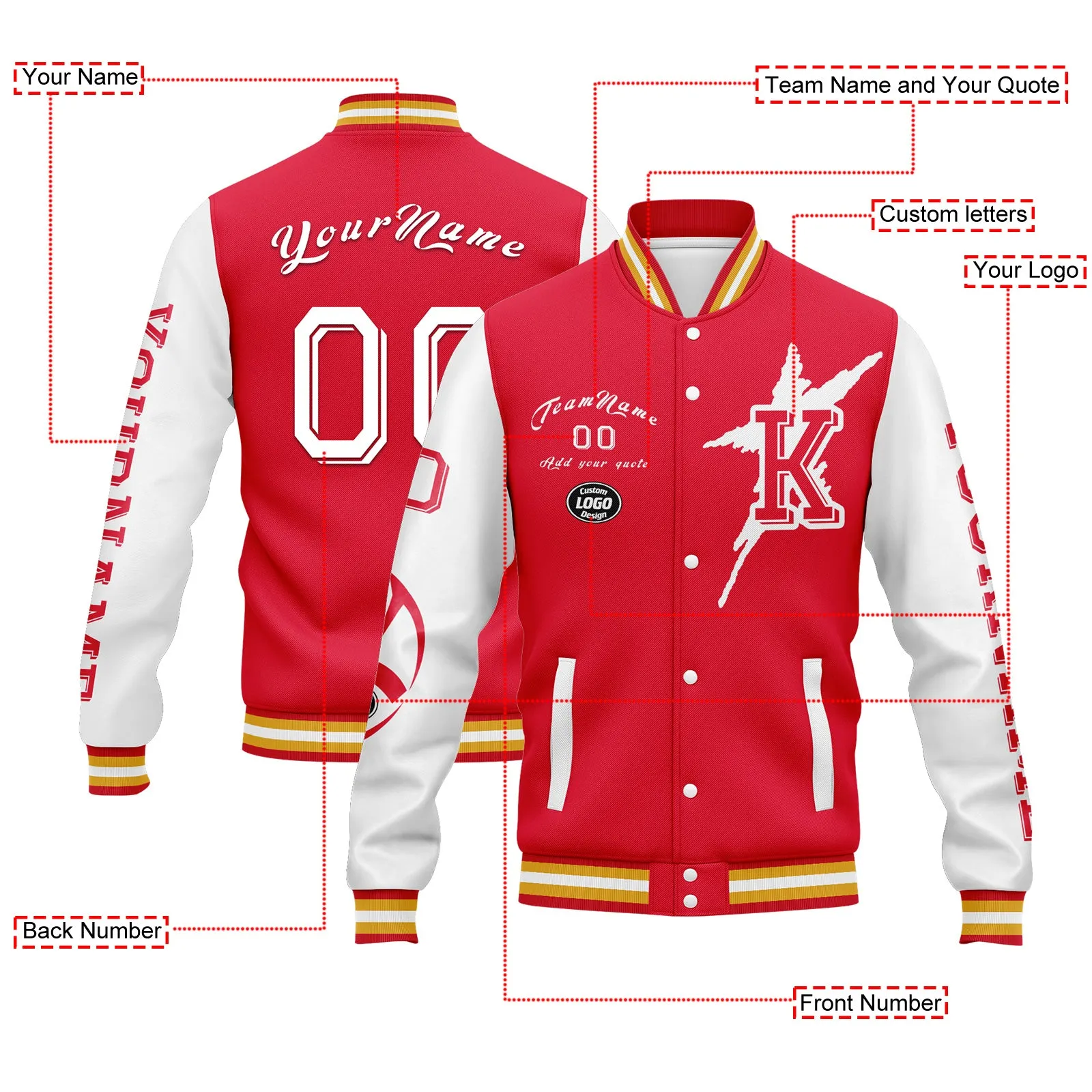Custom Red White Black Kansas City Jacket and Sports Shoes Combo Offer Personalized Combo ZH-D020294-18