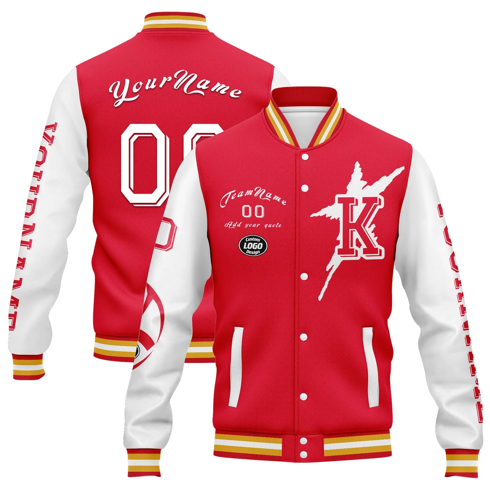 Custom Red White Black Kansas City Jacket and Sports Shoes Combo Offer Personalized Combo ZH-D020294-18