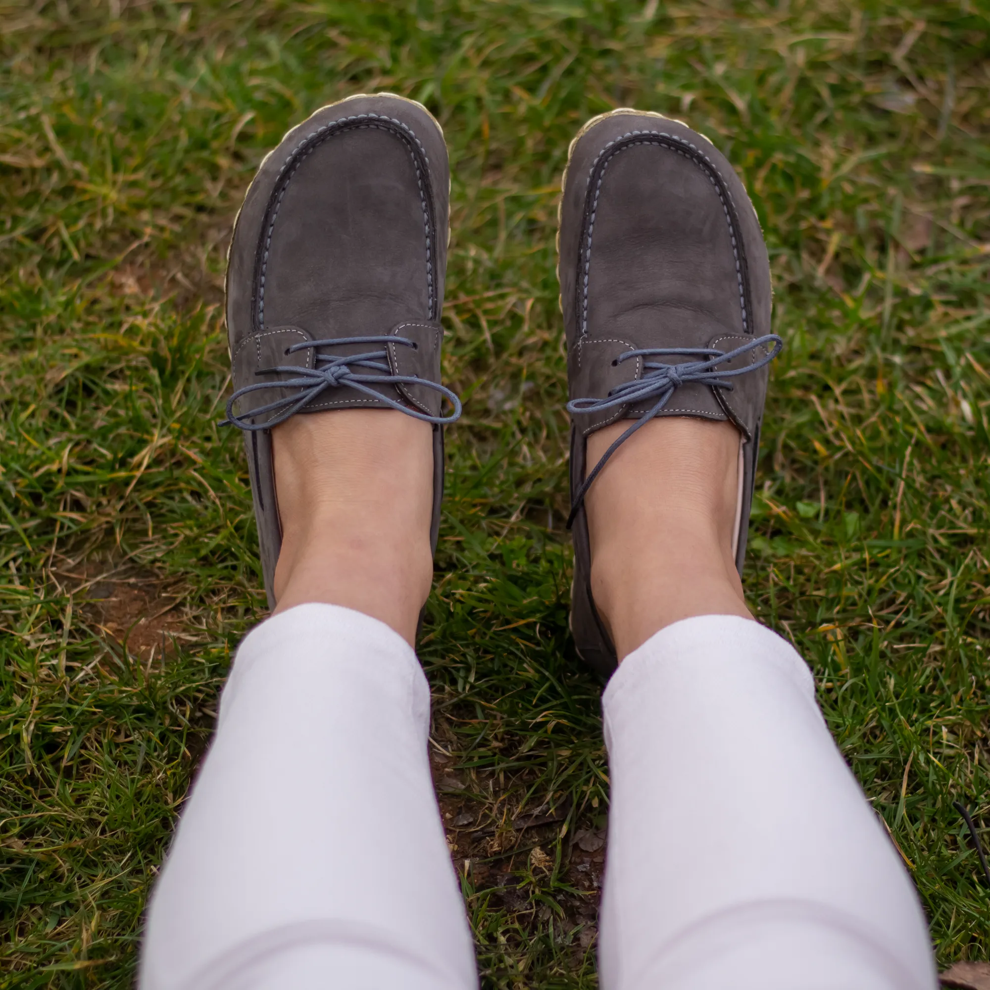 Gray Women's Leather Earthing Barefoot Shoes