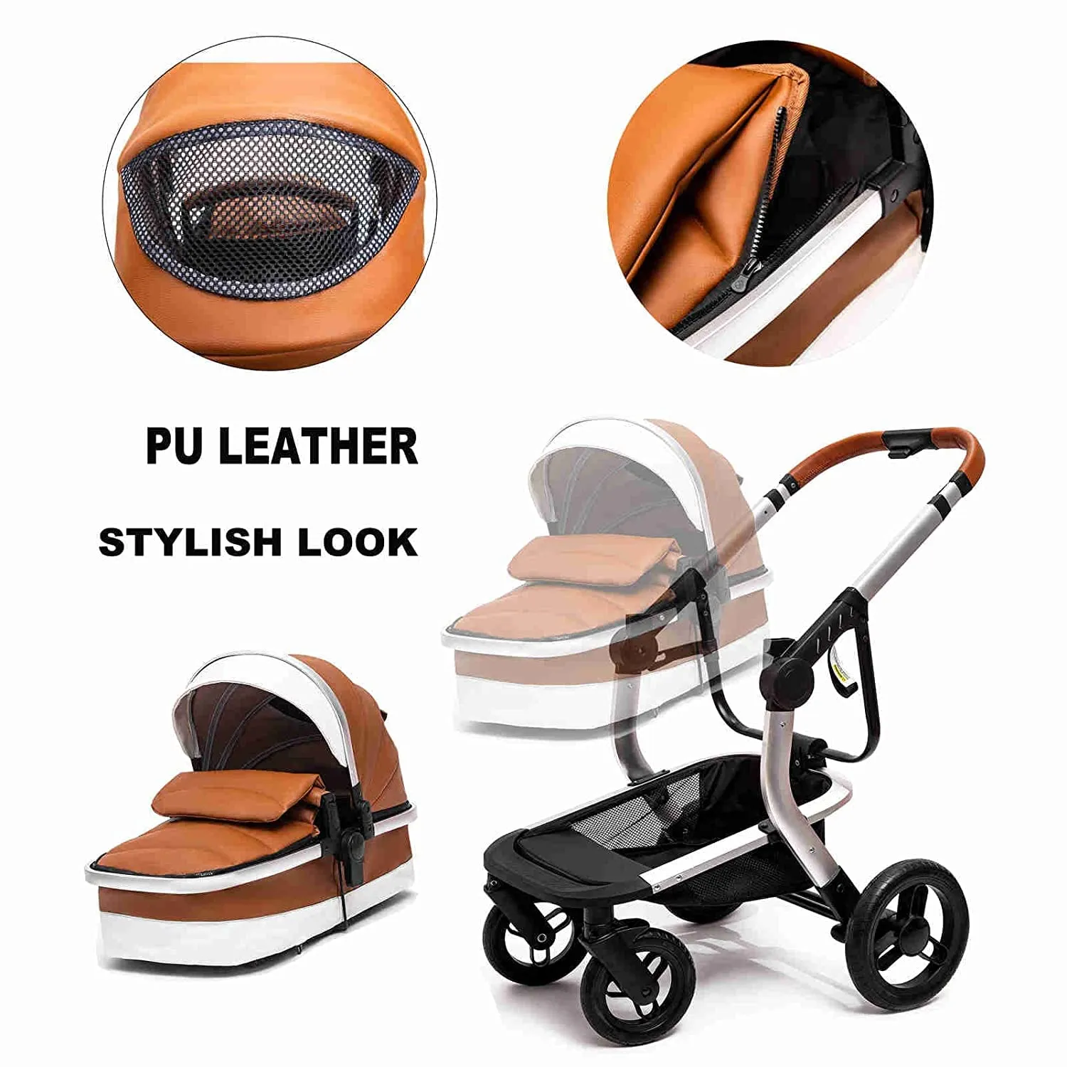 Grey Upgraded Luxury 3-in-1 Baby Stroller