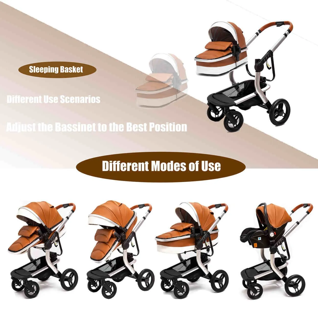 Grey Upgraded Luxury 3-in-1 Baby Stroller