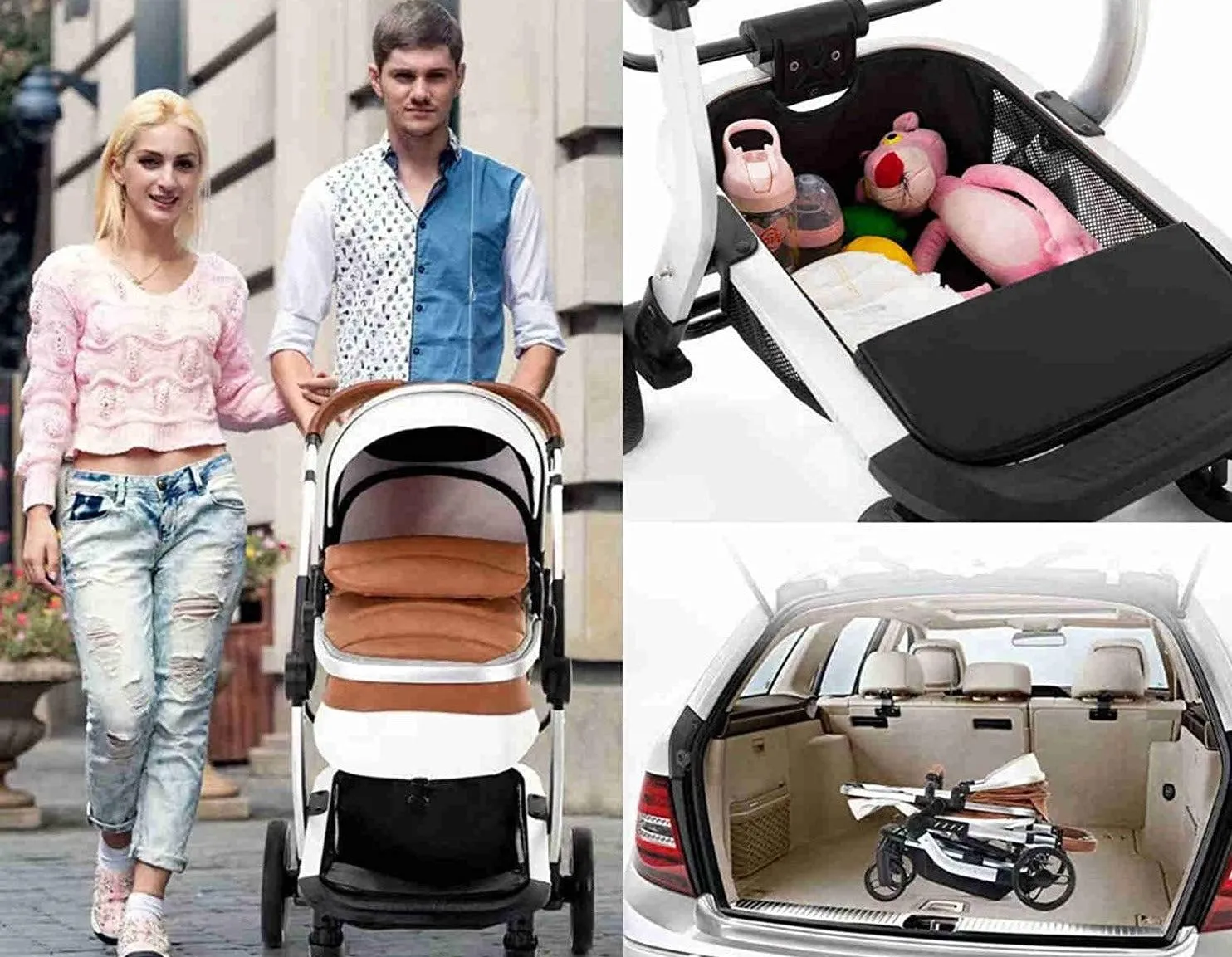 Grey Upgraded Luxury 3-in-1 Baby Stroller