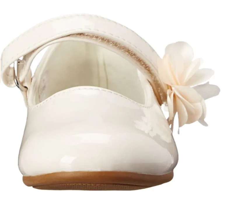 Ivory Patent Shoes With Flower | Baby Deer