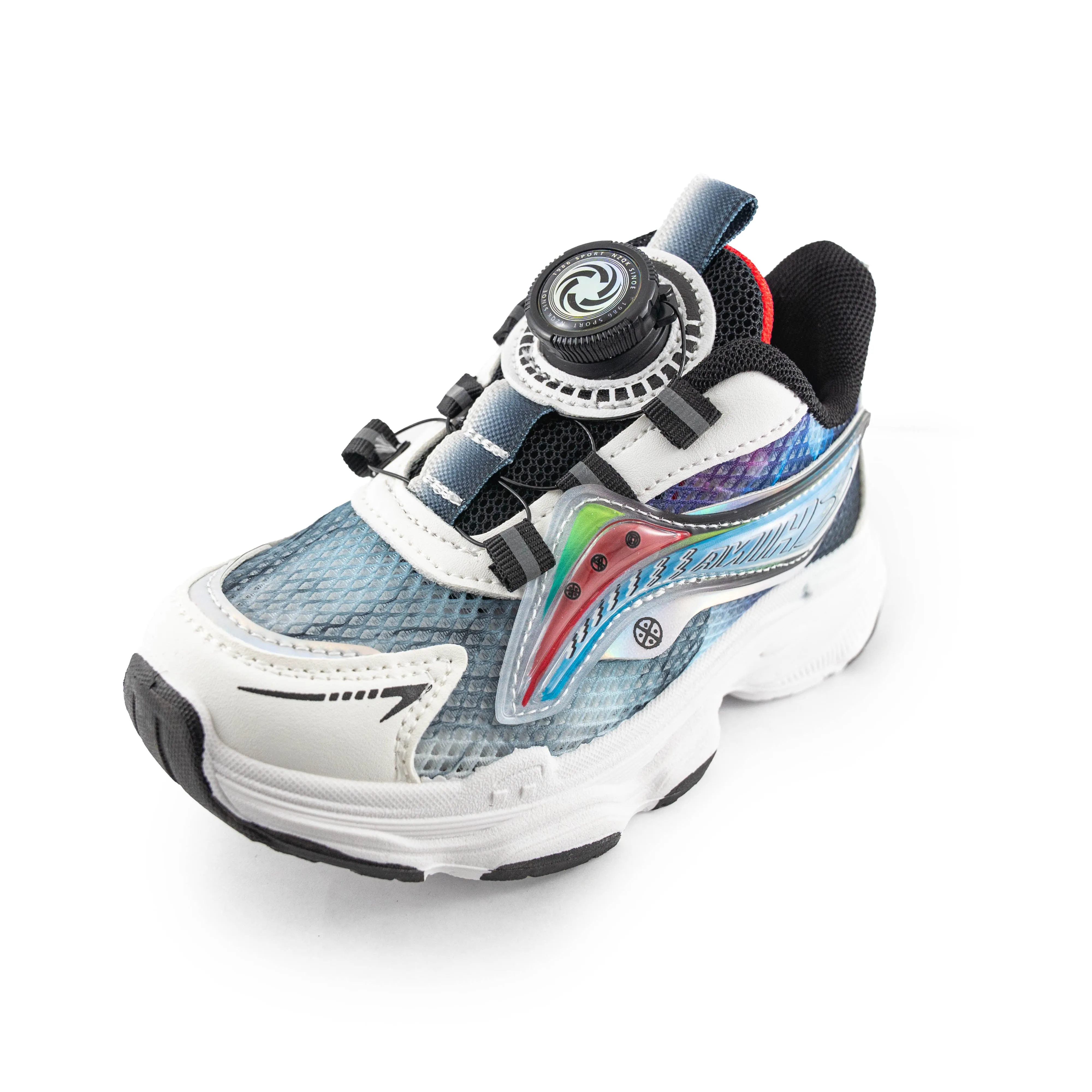Kid's Rotary buckle Sneakers - Blue/White/Black/Red