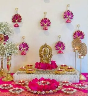 Lotus Hangings for Decoration Wall Hangings for Temple Decor, Diwali Decor | Diwali Decoration Items for Home Decor | Pooja Decoration Items (y)