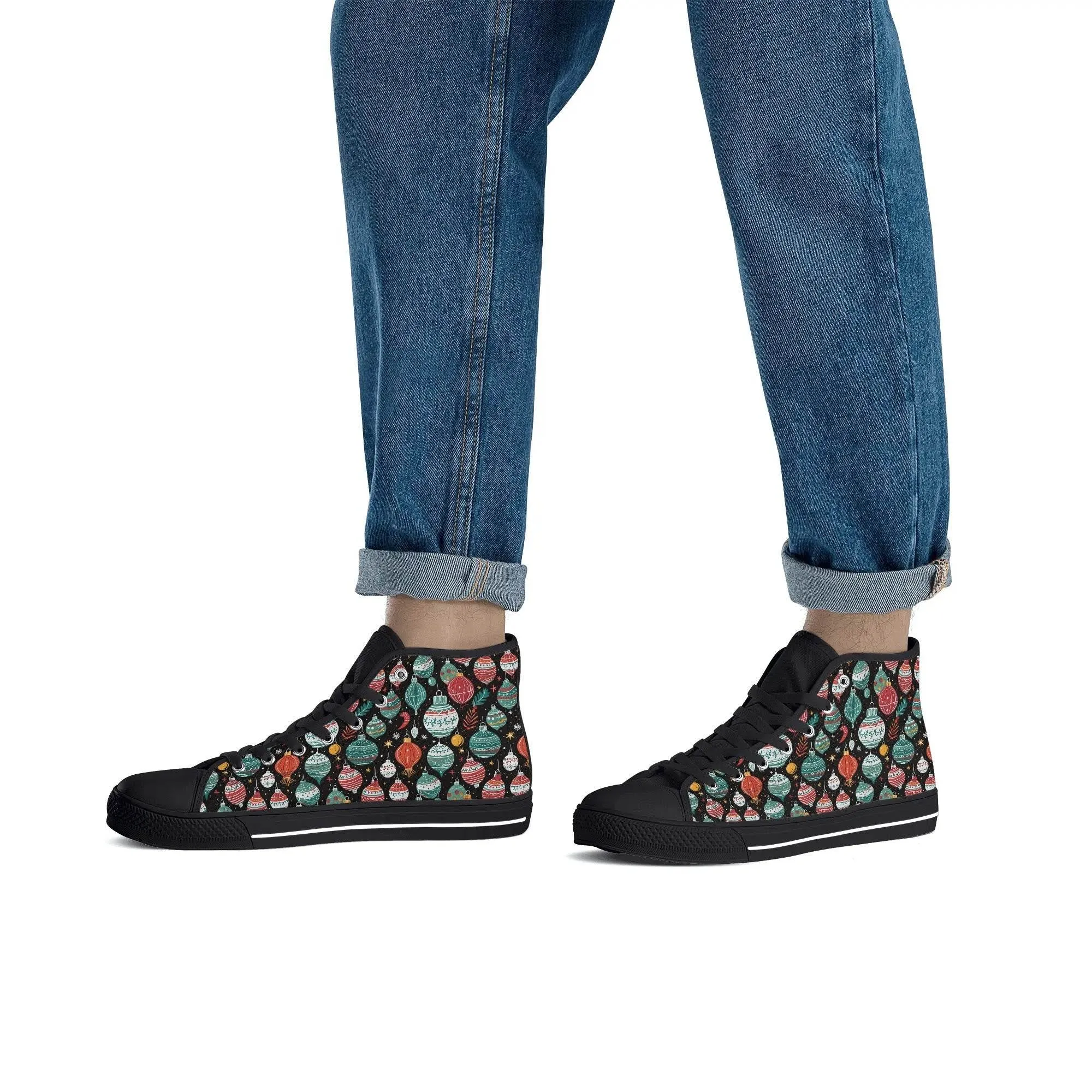 Mens Rubber High Top Big Ornament Canvas Shoes