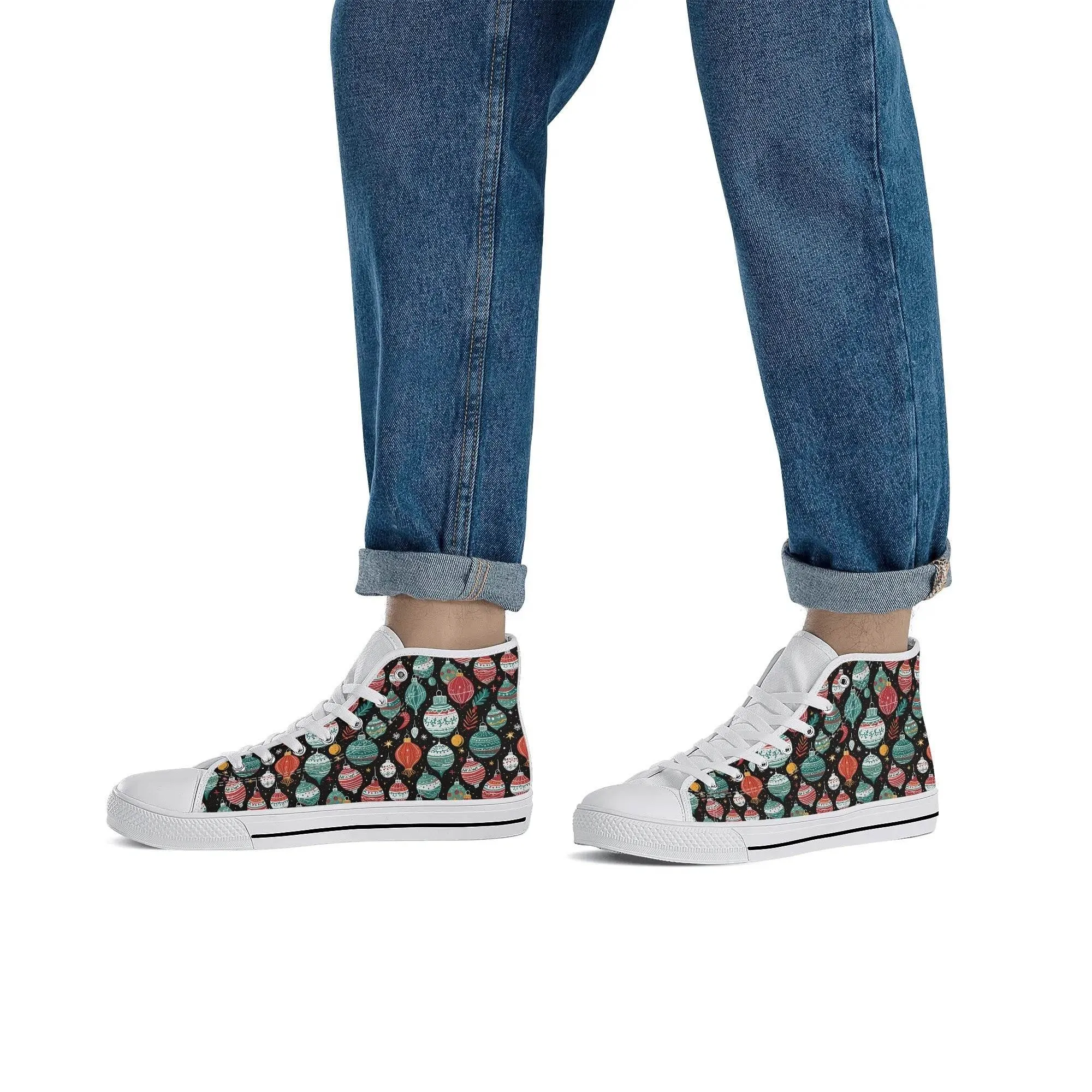 Mens Rubber High Top Big Ornament Canvas Shoes