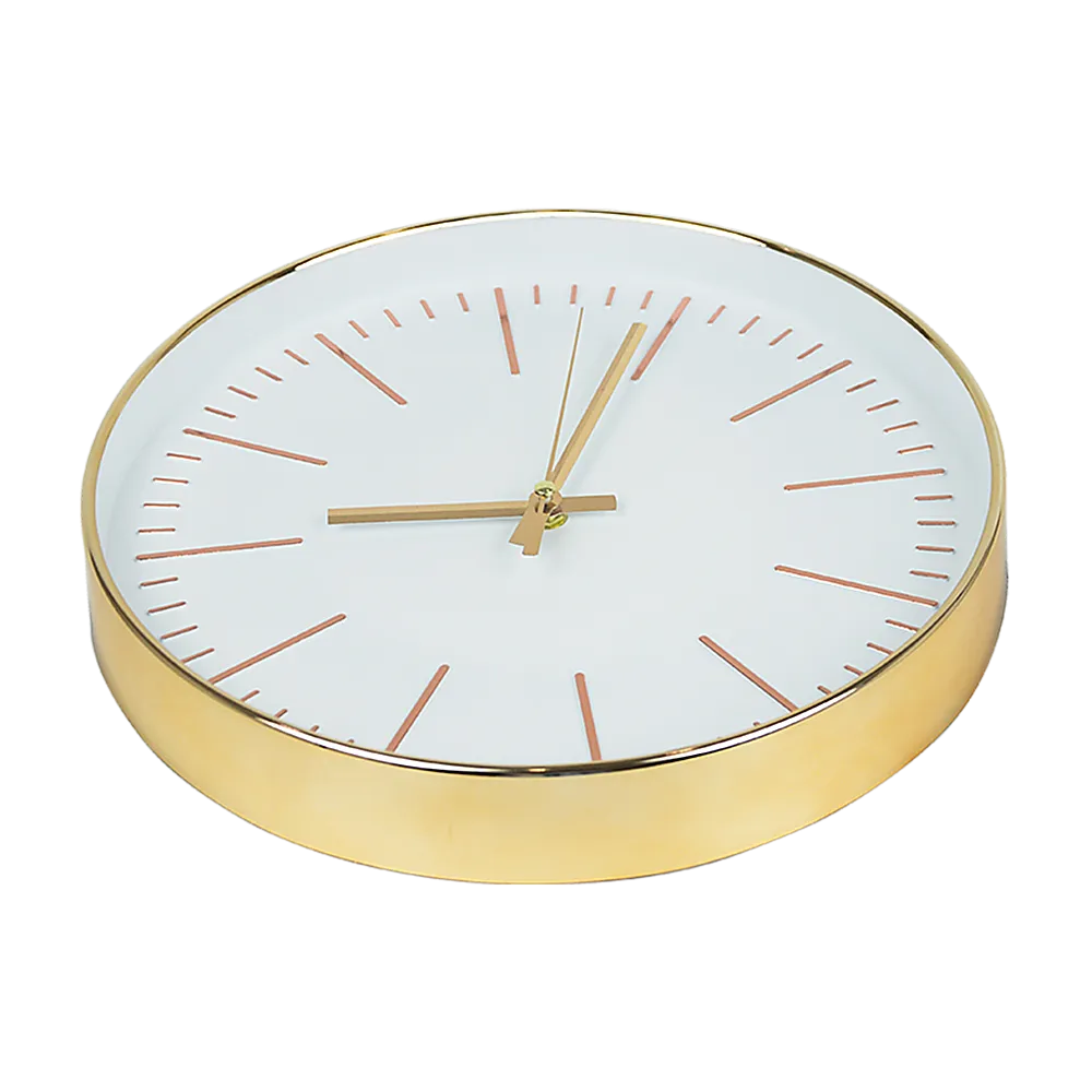 Modern Wall Clock Silent Non-Ticking Quartz Battery Operated Gold
